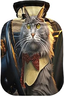 Wajiw Hot Water Bottle with Cover 1L Warm Water Bottle for Hot and Cold Compress Hot and Cold Therapies,Hand Feet Warmer,Driver Cat