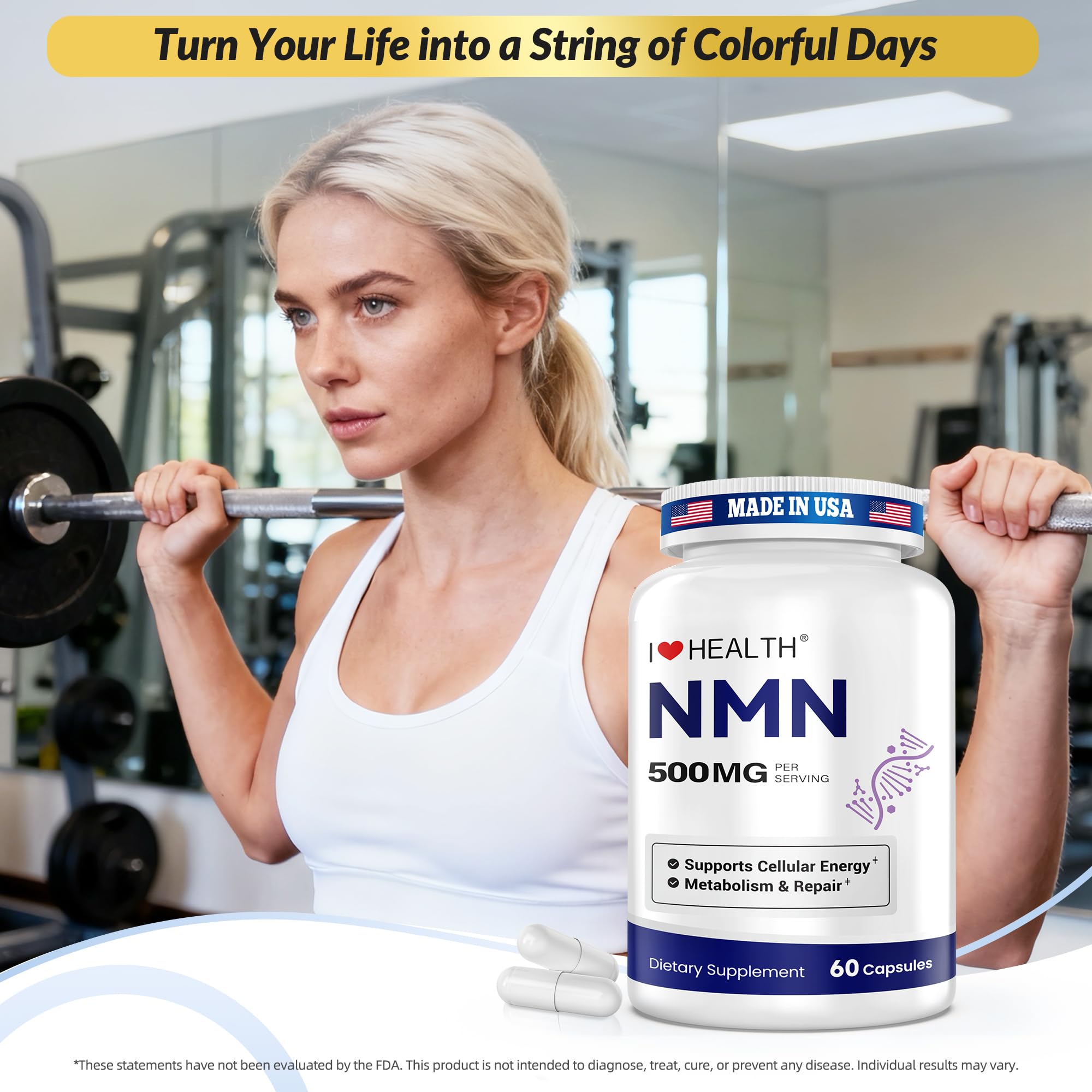 NMN 500MG Per Capsule – High Purity 99.9% NMN, NAD+ Support for Cellular Energy & Healthy Aging, 60 Capsules, Third-Party Tested, cGMP Made in USA — Amazon image 6