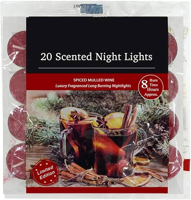 8 Hours Burning Tealights and Scented Candles Pack, with Long Lasting Burning Wax, Having Multiple Refreshing Scents, Making it a Beautiful Gift Pack and a Decorative Accessory (Mulled Wine)