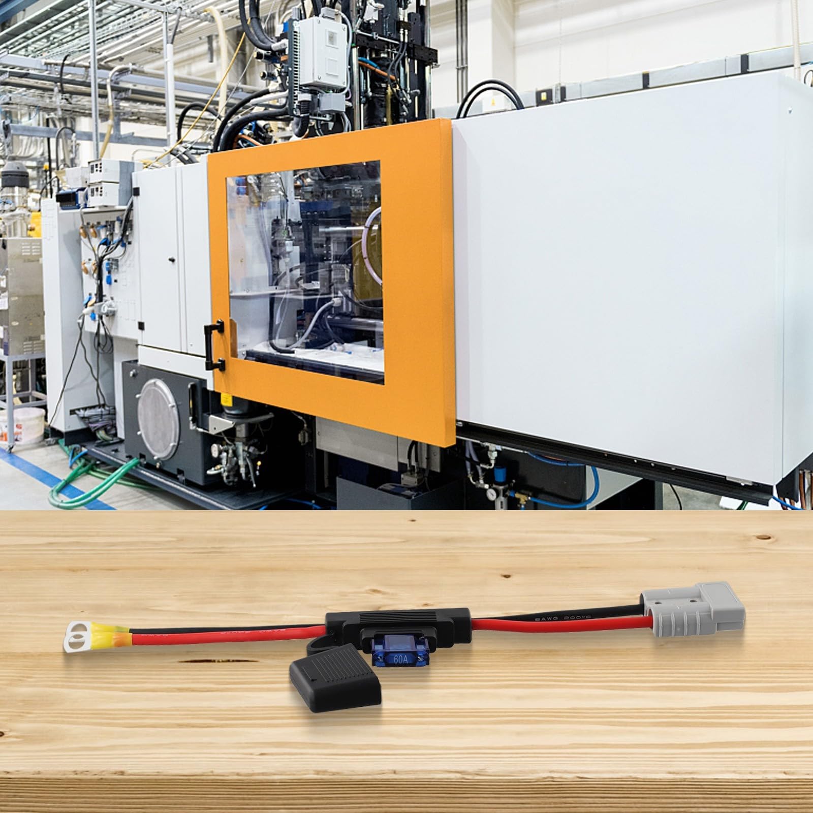 Zoegneer 1 Stück 50A Stecker auf M8 Batteriestromanschluss mit großer 60A Sicherung für Schiffe Yachten für Anderson