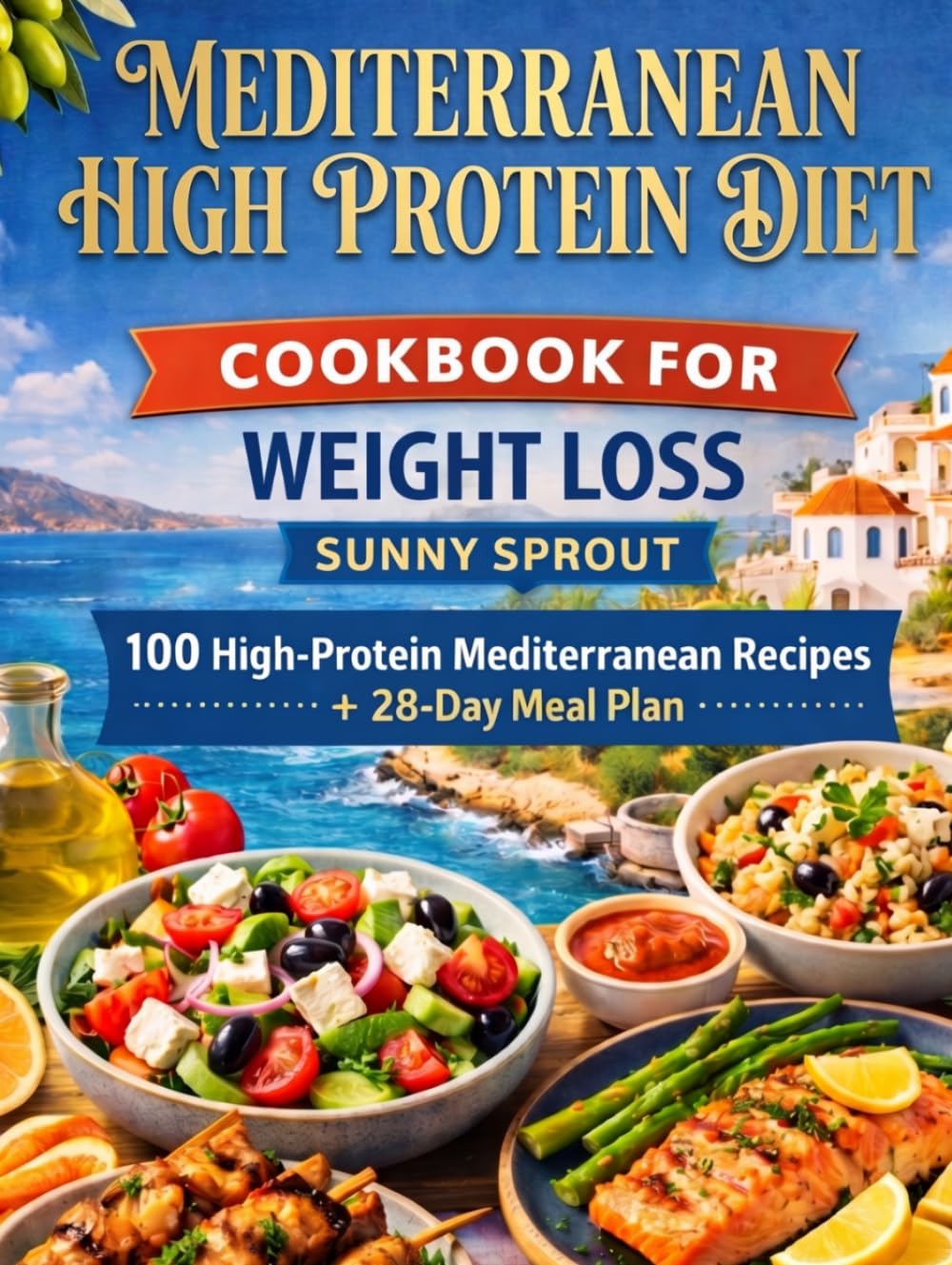 Mediterranean High Protein Diet Cookbook for Weight Loss: 100 High-Protein Mediterranean Recipes + 28-Day Meal Plan