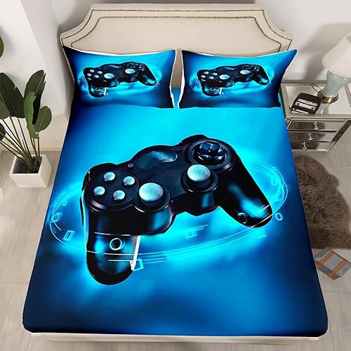 Feelyou Juego de Ropa de Cama Gaming para Niños, Juego de Sábanas de Cama Tamaño Full, Microfibra Suave, Consola Gamer de Videojuegos, Sábana