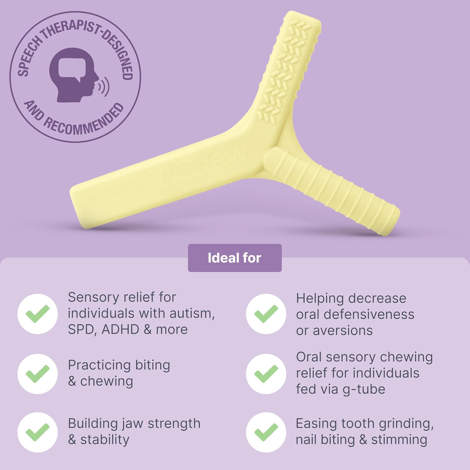 ARK Y-Chew Sensory Chew, Sensory Toys for Kids and Adults, Chew Fidget for Autism, ADHD, SPD, Anxiety, Medical-Grade Oral Motor Therapy Tools, XXT, Very Firm, Royal Blue