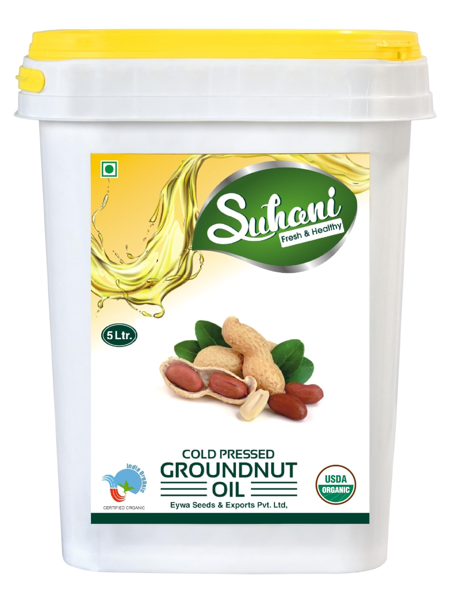 Organic Groundnut Oil Peanut Oil (5 Liter) Cold Pressed/Wood Pressed Oil | Mumfali Kachi Ghani Ka Tel by (Suhani) Eywa
