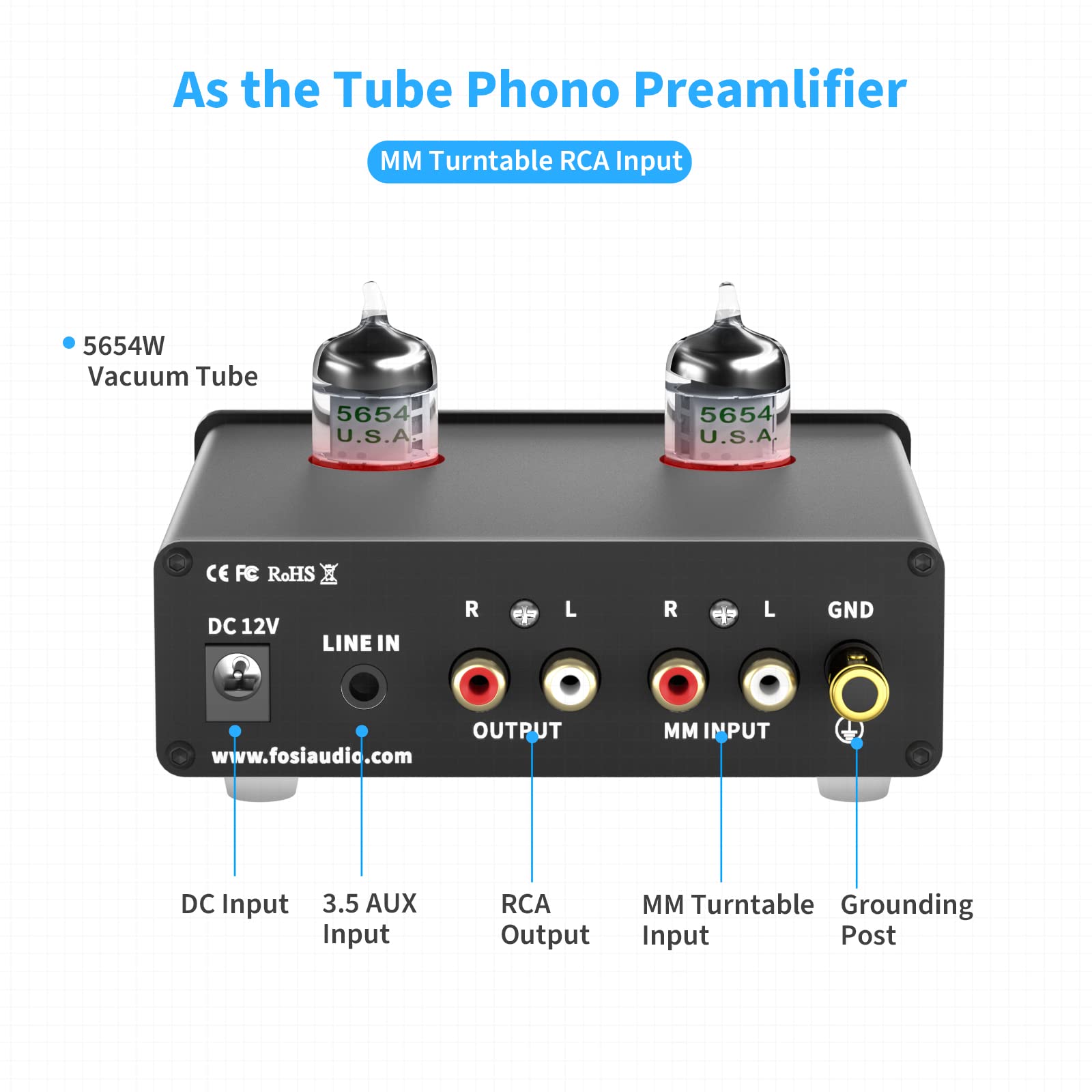 Fosi Audio Box X4 Phono Preamp Headphone Amplifier/Preamplifier HiFi
