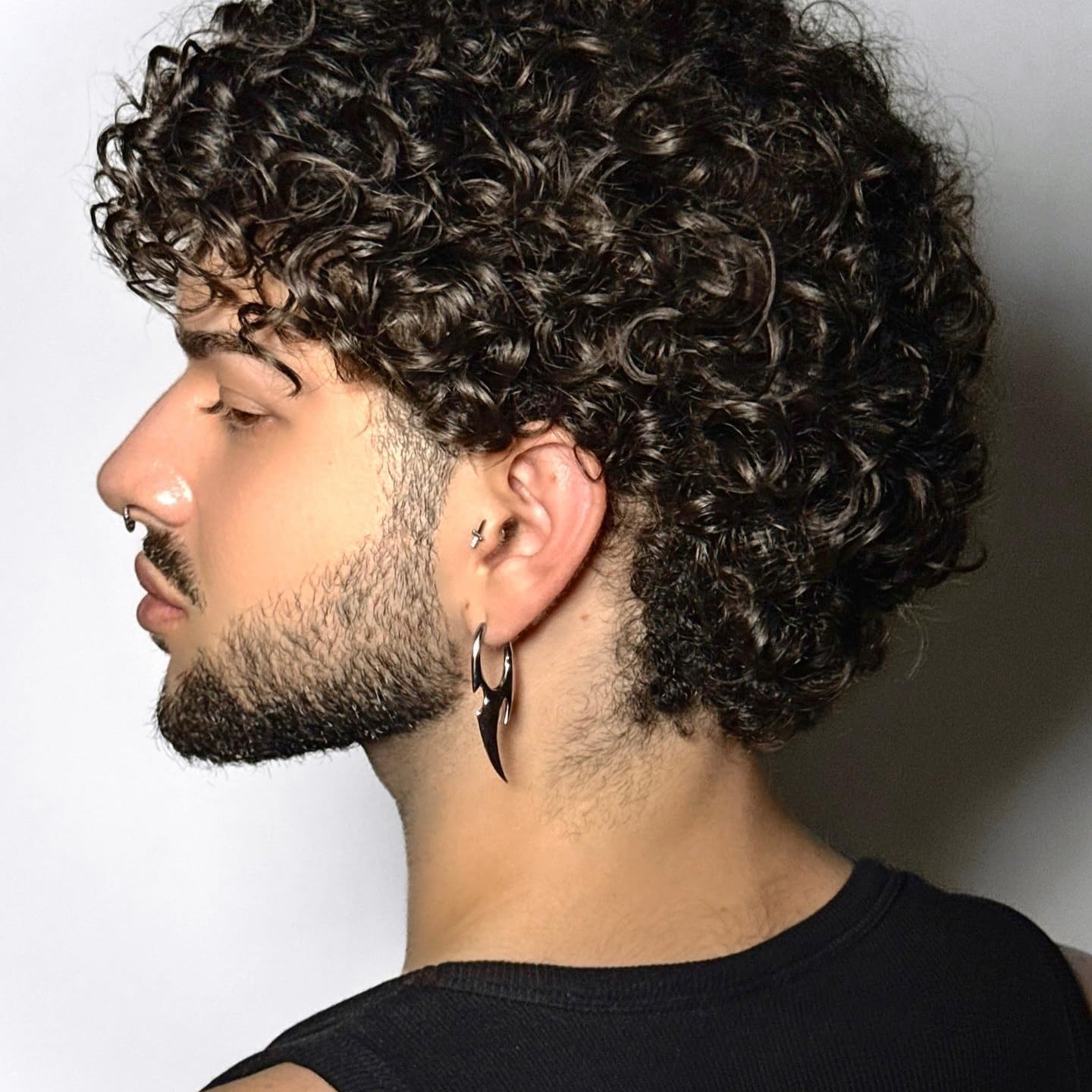 PUNKYOUTH Sharp Line Fluid Curve Earrings 18G 1mm Piercing Jewelry Edgy Minimalist Modern Claw Spike Huggie Hoop Dangle Drop For Women Men Polished Statement Everyday Wear Fashion Accessories