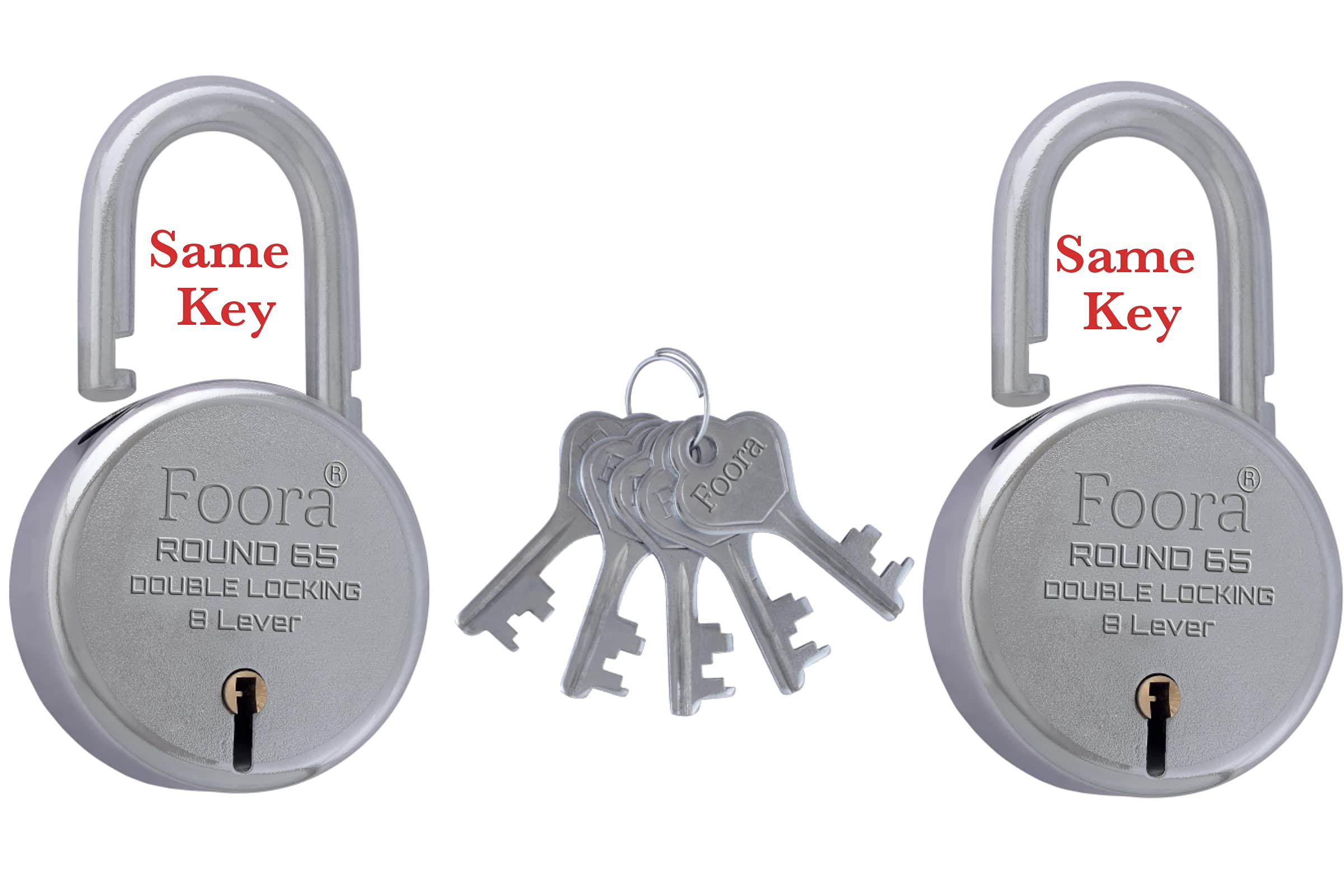 Foora Lock and Key Set – Door Lock for Home and Shop, Same Key for Multiple Locks, 2 Same Key Lock Set, Common Key Lock Set of 2, Silver Finish (Round 65mm) (B09C8CRTSZ) Amazon Price History, Amazon Price Tracker