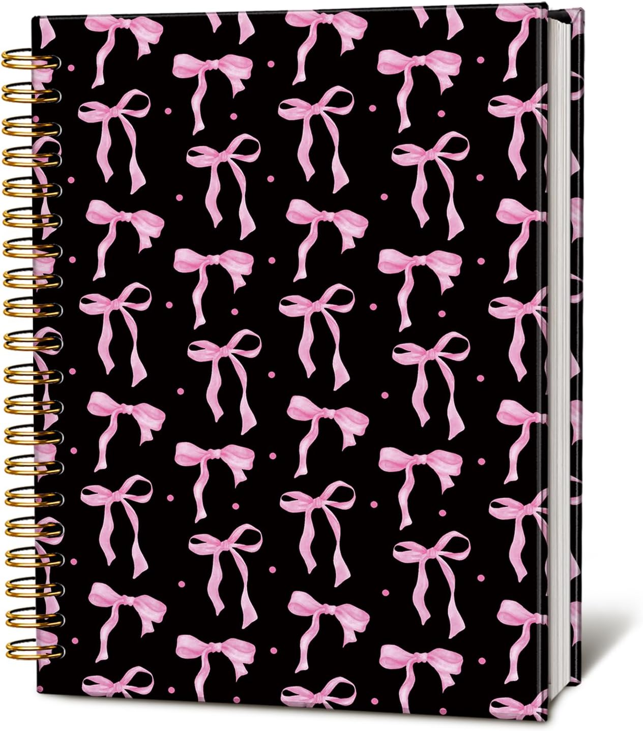 LIANGW Coquette Pink and Black Bow Notebook Journal for Teen Girls & Women