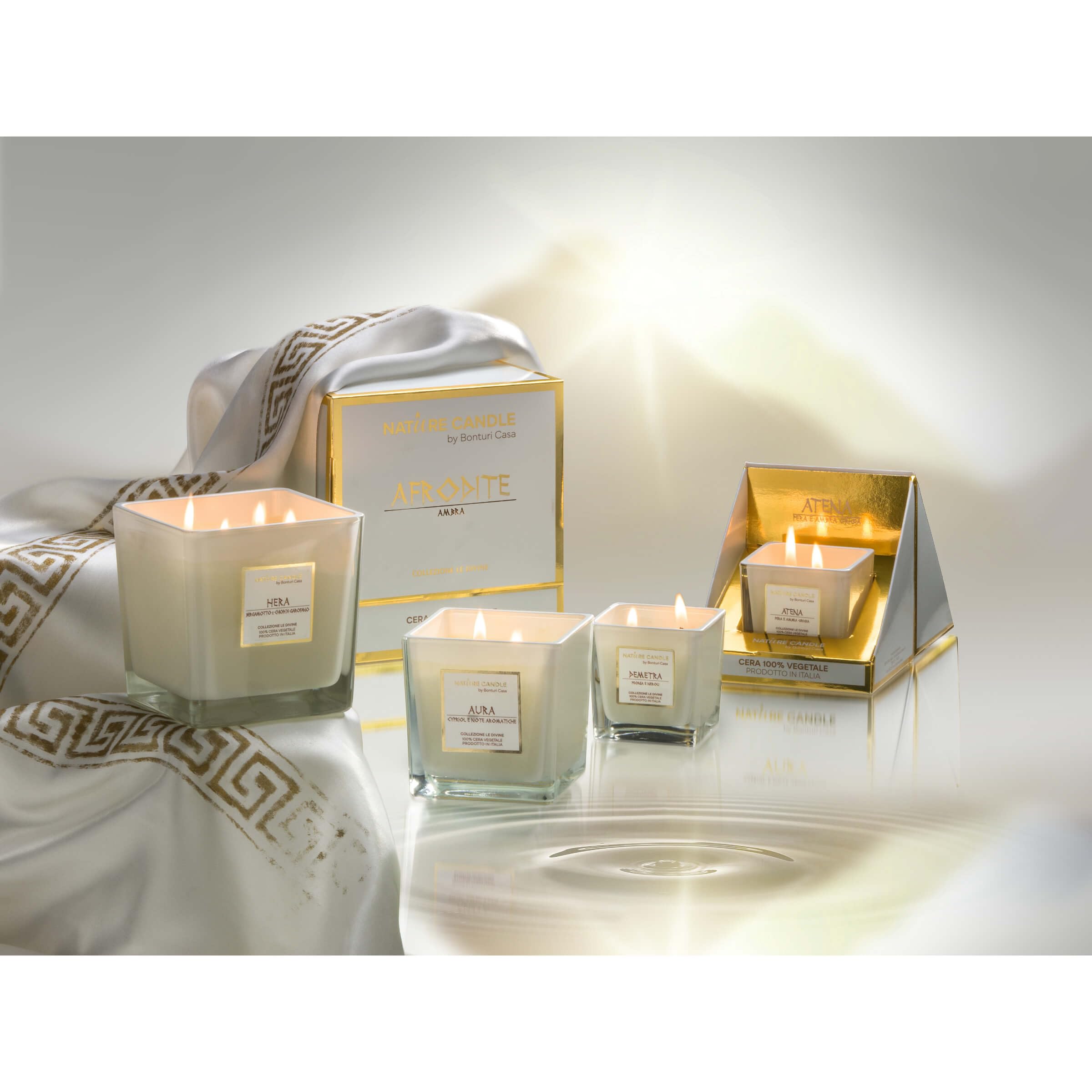 Nature Candle Linie le Divine, Duftkerze aus 100 % pflanzlichem Wachs mit natürlichem Docht (330 g, Pfingstrose und Neroli)