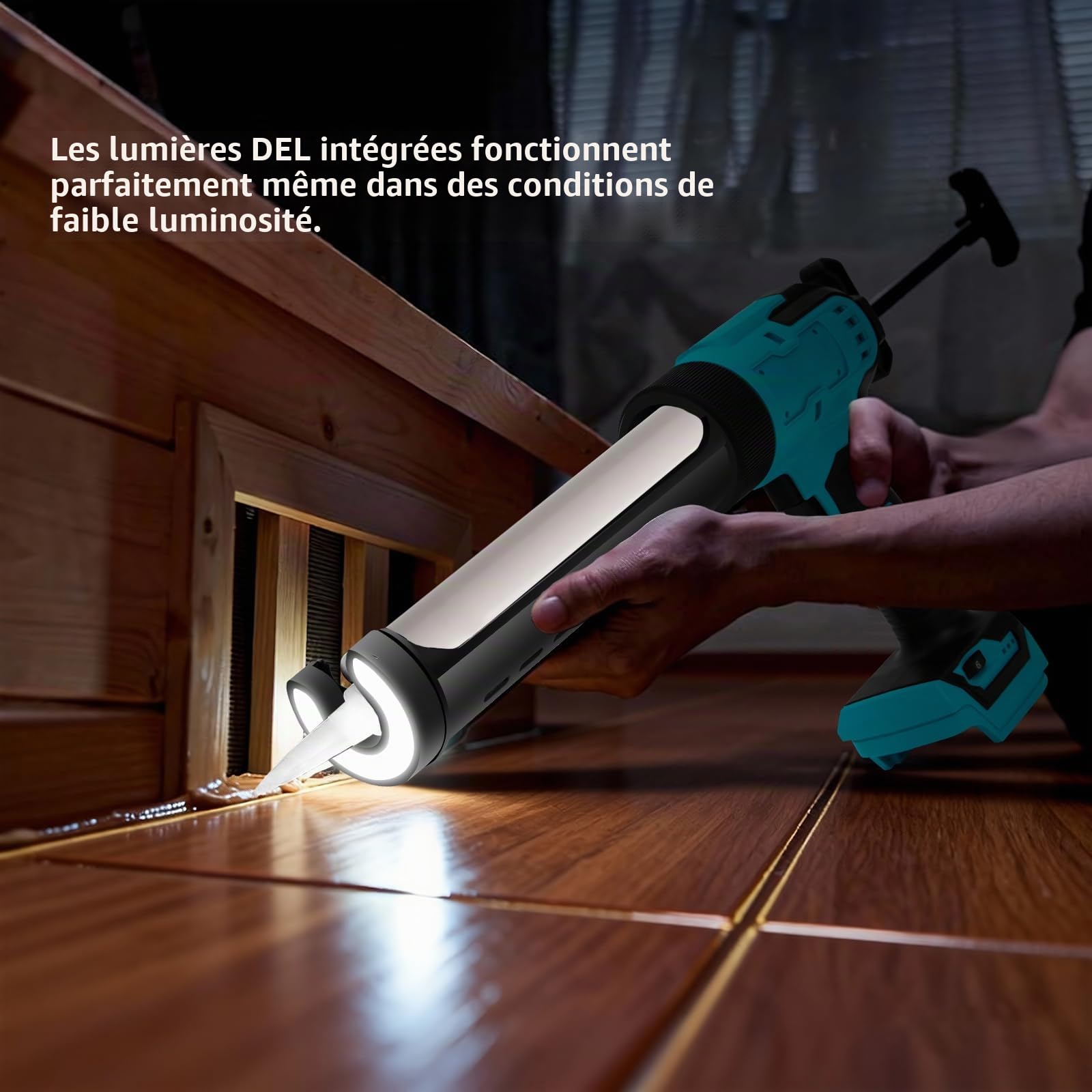 Pistolet Silicone Compatible avec Makita 18V Batterie, Pistolet Silicone 300ml avec 6 Vitesses Réglables & Système Anti-Goutte avec Lumière LED pour Rénovation, Vitres et Scellage (sans Batterie)
