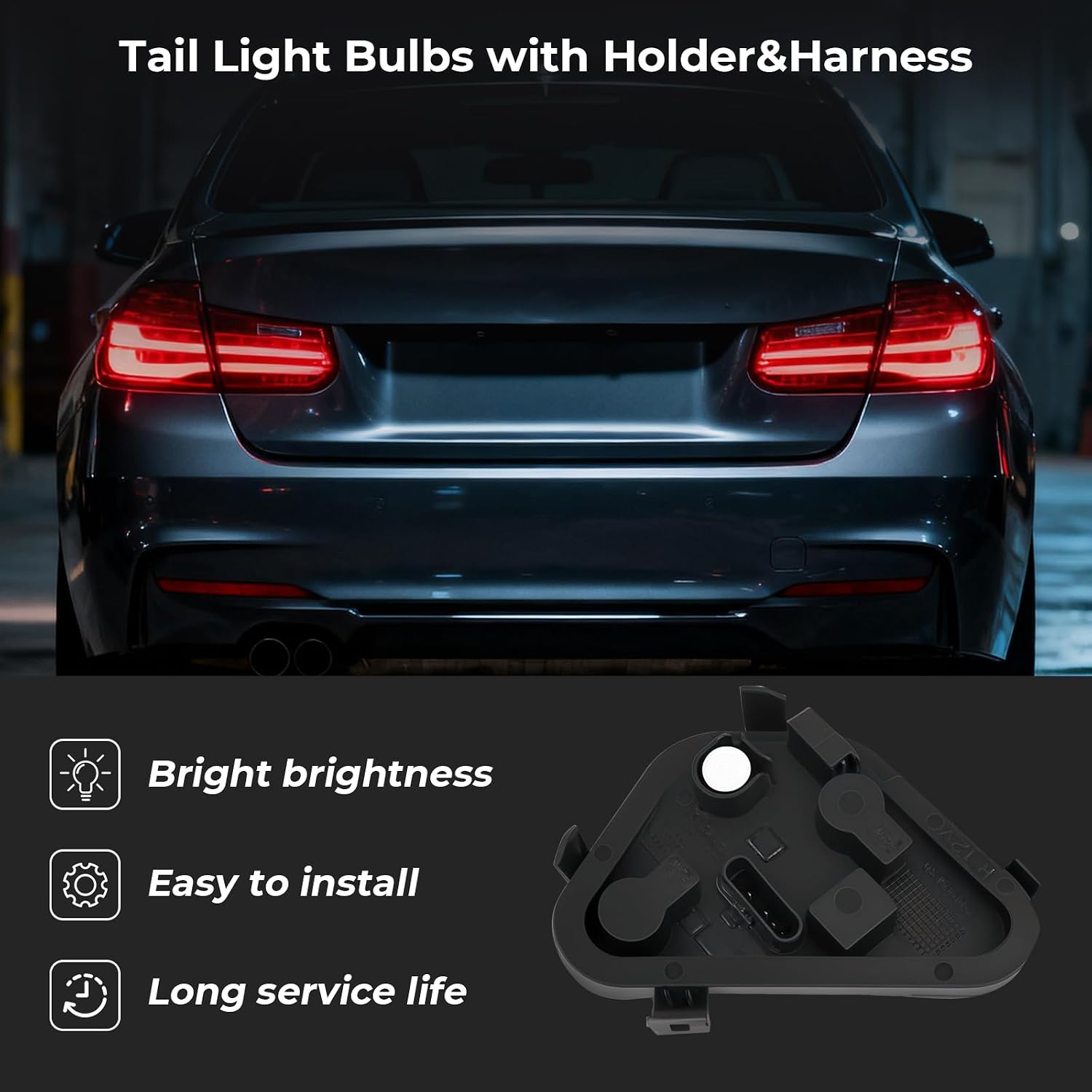 Right Tail Light Bulbs Holder Socket Compatible with BMW 3 Series 320i 328d 328i 335i 2012-2015 with Bulbs & Harness Passenger Side Replace 63217313044