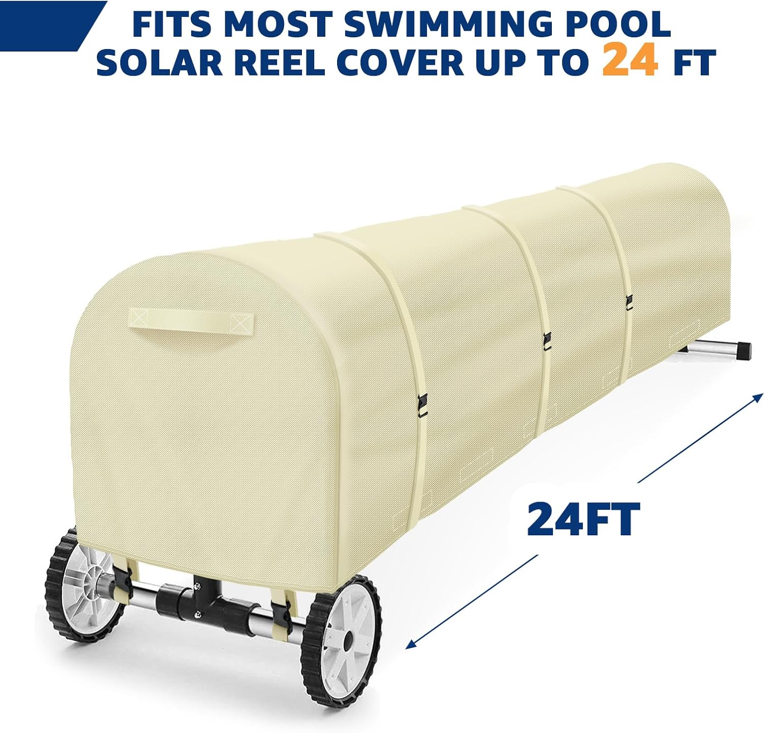 Swimming Pool Solar Reel Cover, 24Ft Heavy Duty Waterproof Pool Solar Blanket Reel Cover, UV Resistant Solar Blanket Reel Roller Covers Swimming Pool Solar Reel Covers for Inground Pool, Begie