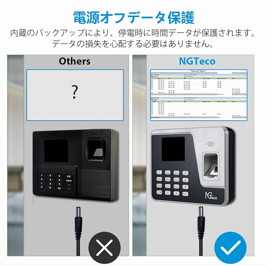 NGTeco タイムレコーダー Amazon.co.jp: NGTeco タイムレコーダー 指紋認証 自動集計 2.4G