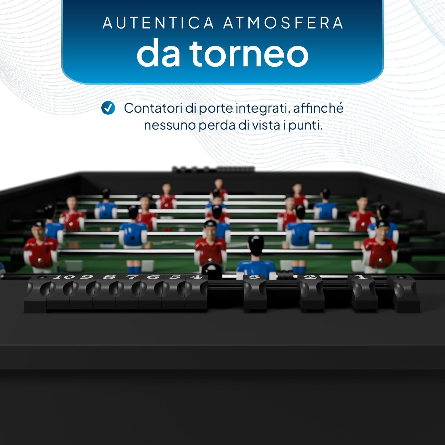 Artsport Calciobalilla ProKick - robusto tavolo da calcio balilla in MDF, campo 11 vs 11, manopole antiscivolo, segnapunti, per bambini e adulti