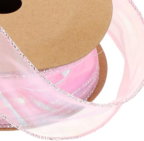 Miniatura 8 de SEWACC Cinta de organza brillante transparente cinta ancha de gasa rosa con alambre para envolver regalos, manualidades, manualidades, ramo,