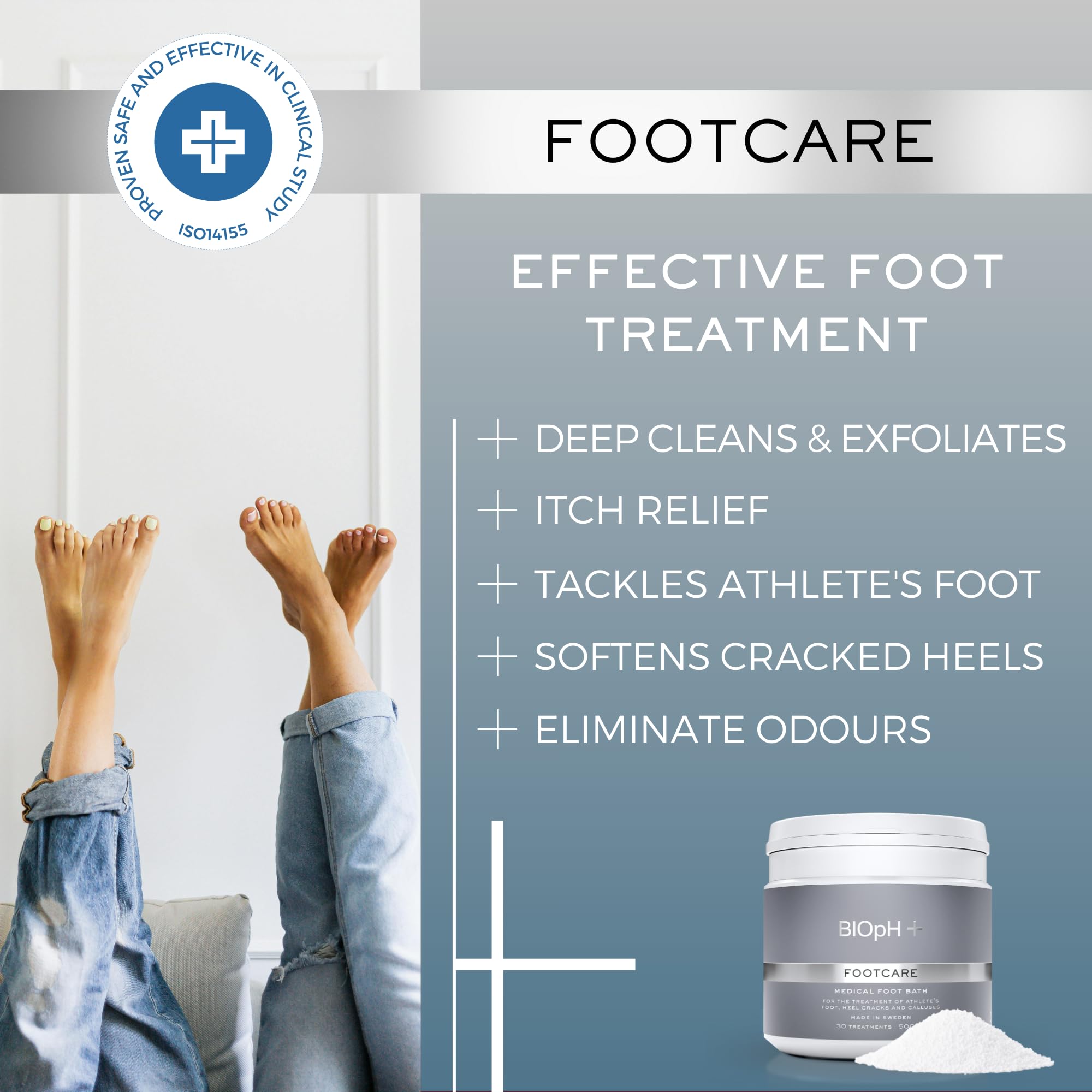 BIOpH+ Footcare 500 g - Antifungal Foot Soak for Spa & Bath - Athlete's Foot Treatment, Cracked Heels and Callus Treatment - Image 2