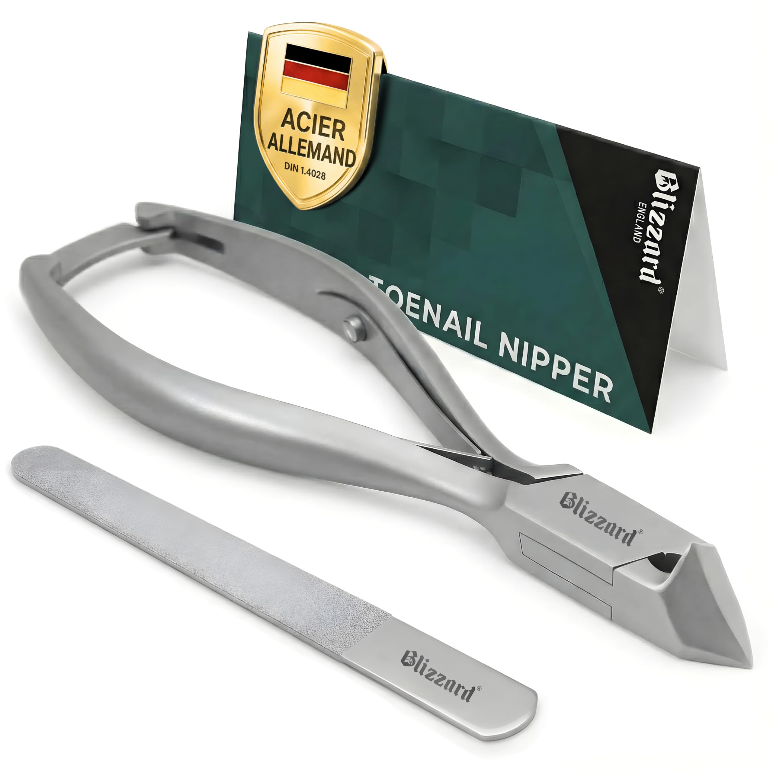 Blizzard Pince à Ongles Professionnelle Ongles Épais et Incarnés - Coupe-Ongles Pieds Acier Inox - Seniors et Hommes - Idéal Pédicure et Soin des Pieds - Qualité Podologie - 14.5cm Mors Obliques