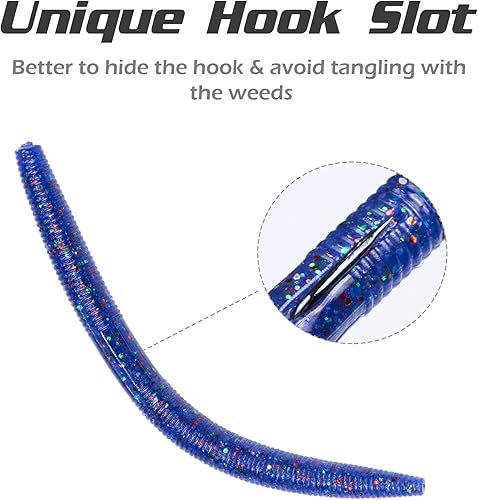 Miniatura 4 de Senko Worms Kit  4"5" Soft Plastic Fishing Lures with Salt Impregnation for Bass Fishing