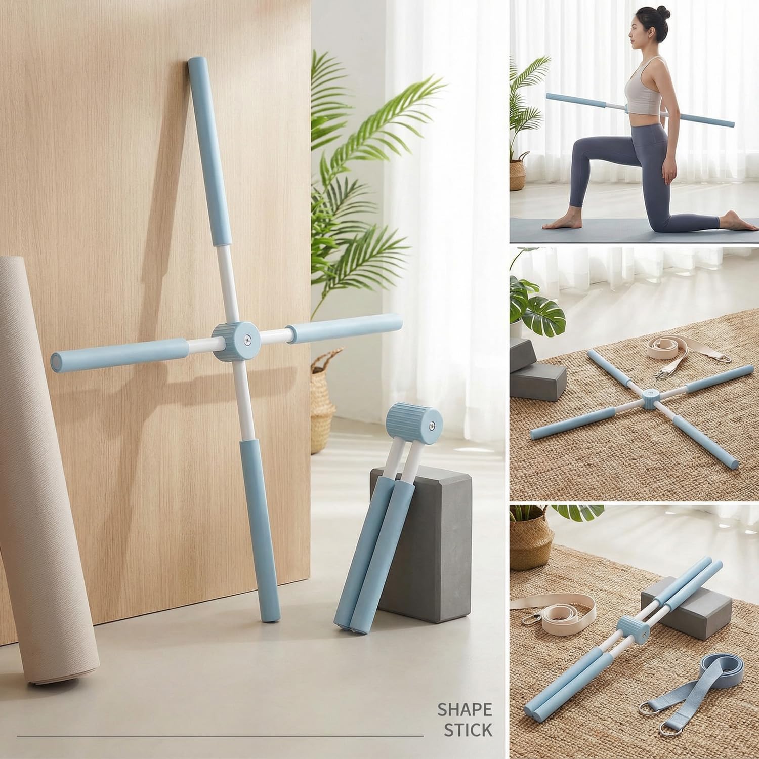 Bâtons de Correction de Posture de Yoga, Bâton de Pilates Rétractable pour Adultes et Enfants