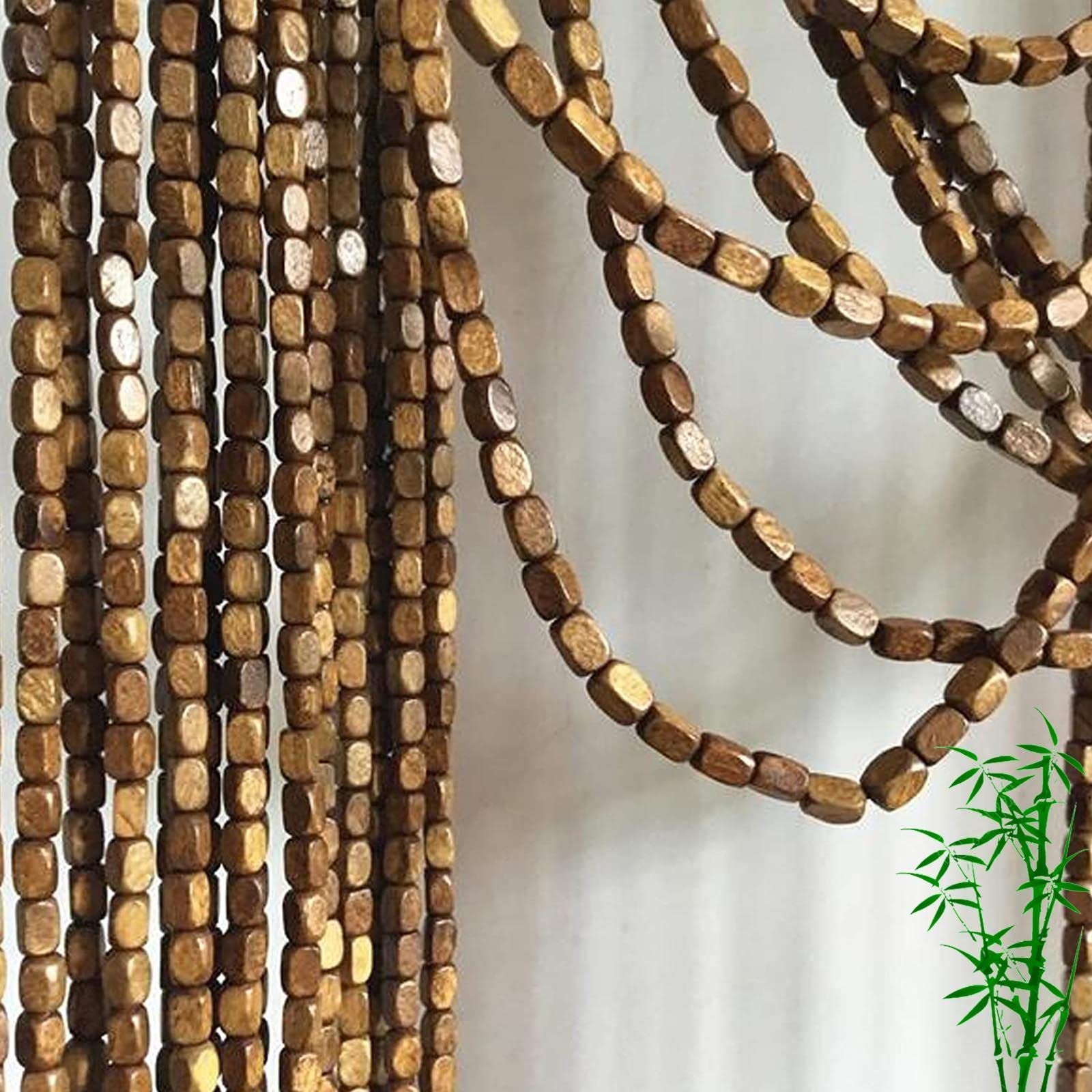 Handgefertigter Bambus-Türvorhang, 120 Stränge (120 x 200 cm), natürliches Moskitonetz, Fliegengitter mit Perlenbesatz, individuell gestaltbares Bambus-Türpaneel, umweltfreundliche