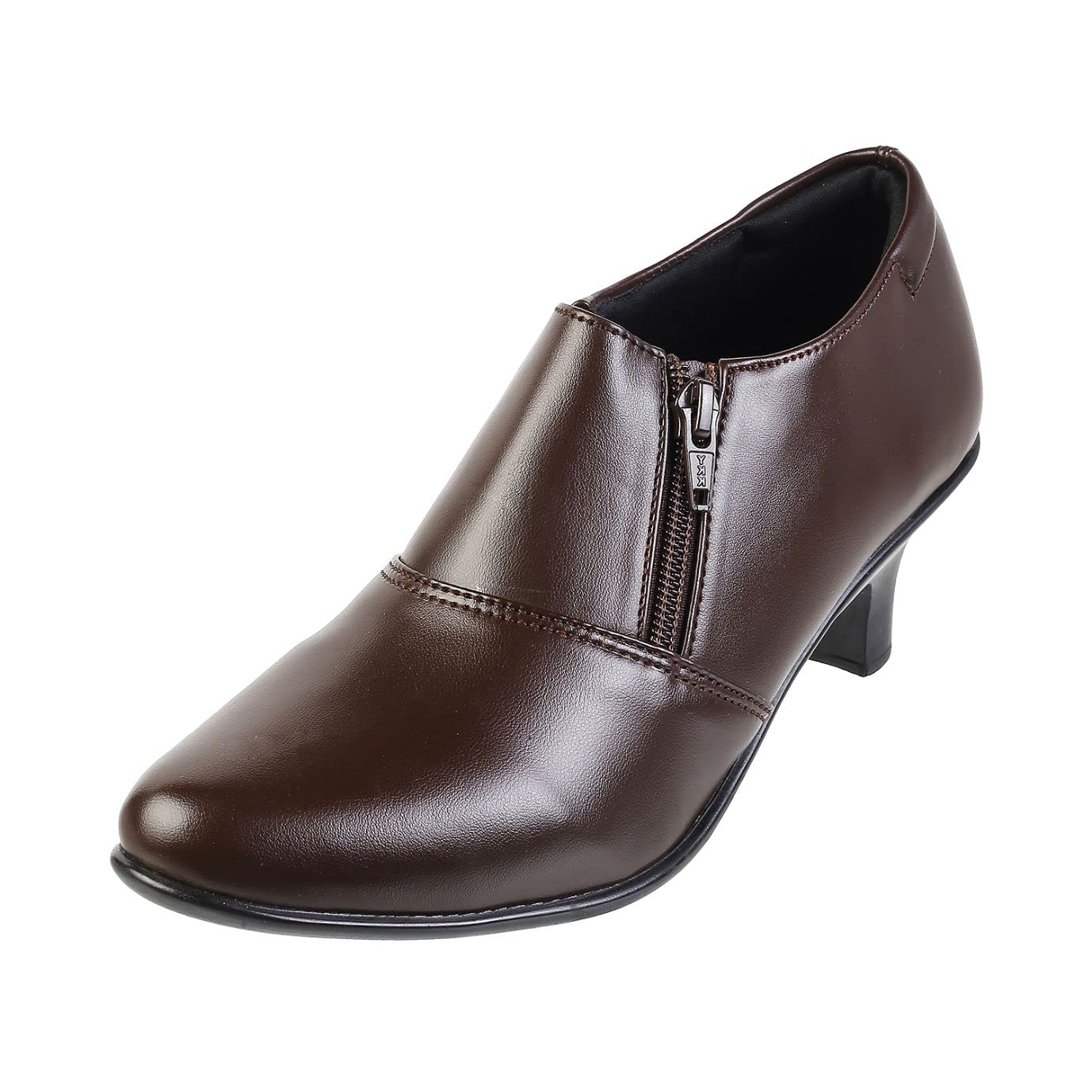 Mochi Women's Glossy Brown Faux Leather Formal Fashion Pumps UK/5 EU/38 (31-5144)