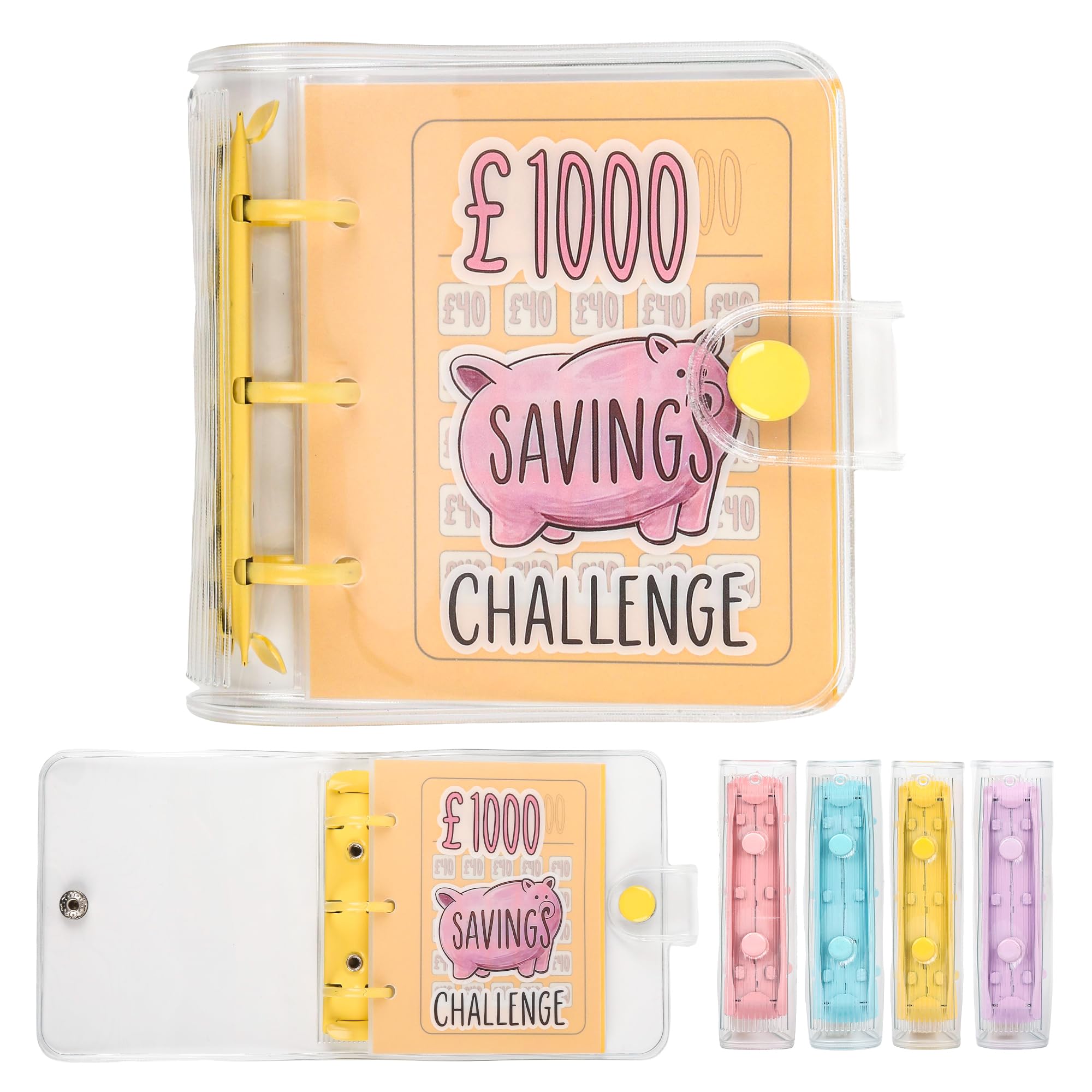 Mini Money Saving Binder with 25 Envelopes, ￡1000 Savings Challenge Book