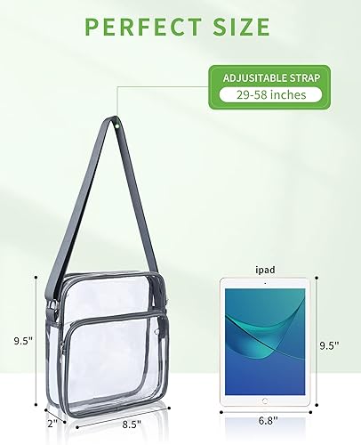 Miniatura 9 de Bolso bandolera transparente transparente aprobado por el estadio bolso transparente adecuado para el trabajo conciertos y deportes Negro, Azul /