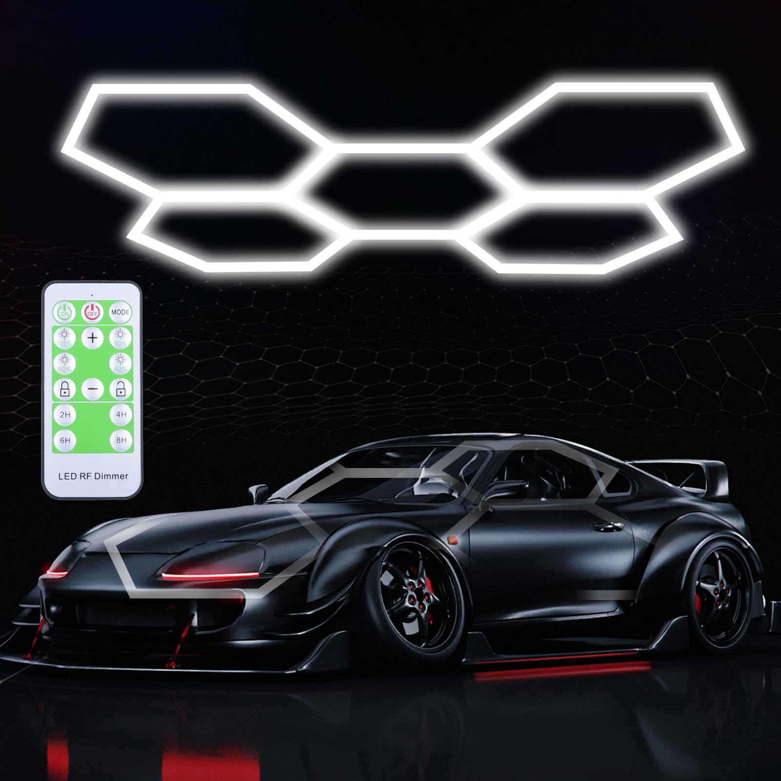 Photo 1 of GUOTONG 24-Pack Hexagon Garage Lights, 24V, 6500K, Plug and Play