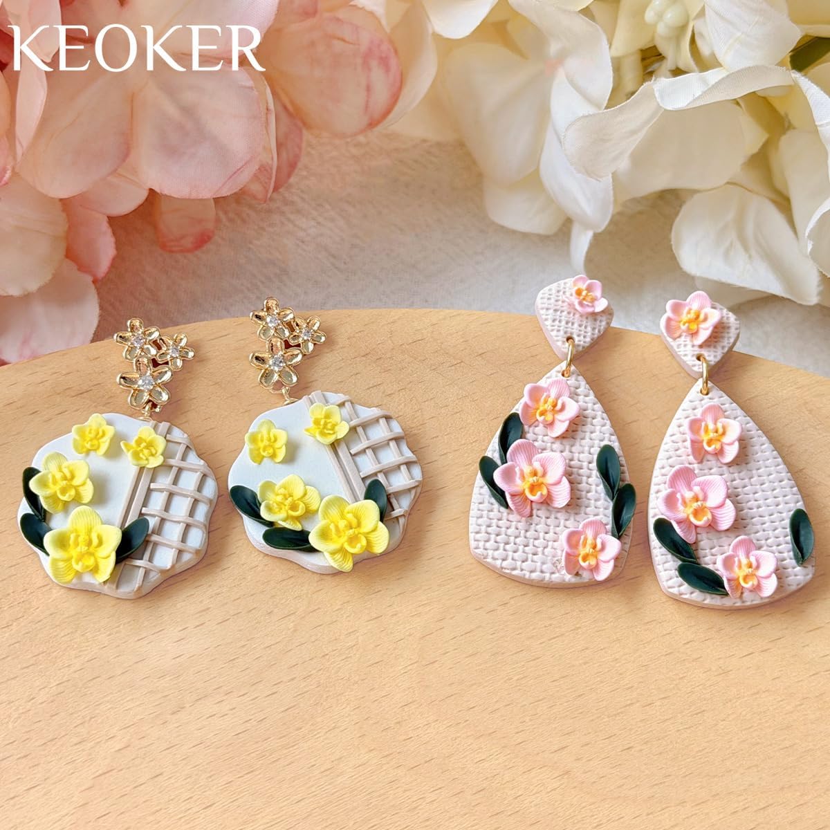 Keoker Phalaenopsis Orchid Polymer Clay Molds, 4 Sizes 3D Spring Orchid Polymer Clay Flower Earring Molds