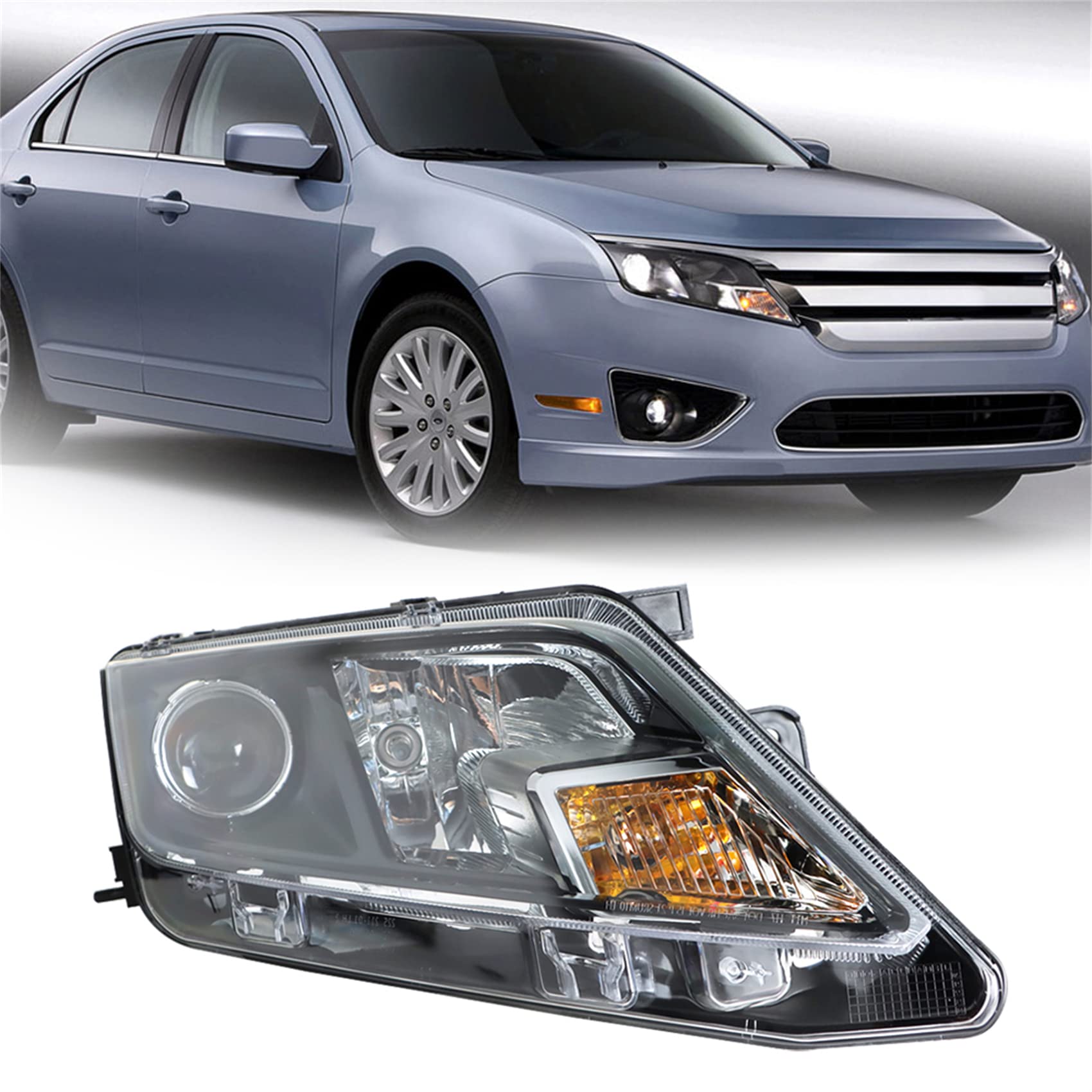 Photo 1 of labwork Headlight Assembly Replacement for 2010-2012 Ford Fusion Halogen Clear Len Black Interior Right Passenger FO2503273 Passenger Side