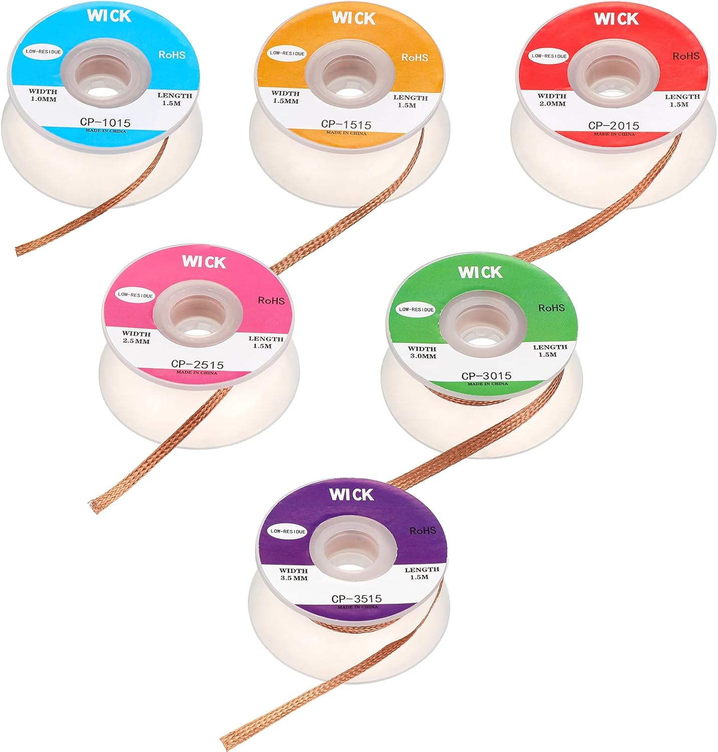 6 Pcs Solder Wicks No-clean Solder, 1.5M Desoldering Wick With Flux No-Clean Solders Remover Wick Copper Desoldering Braid Strip for Easy to Remove Solders and Disassemble Electronics
