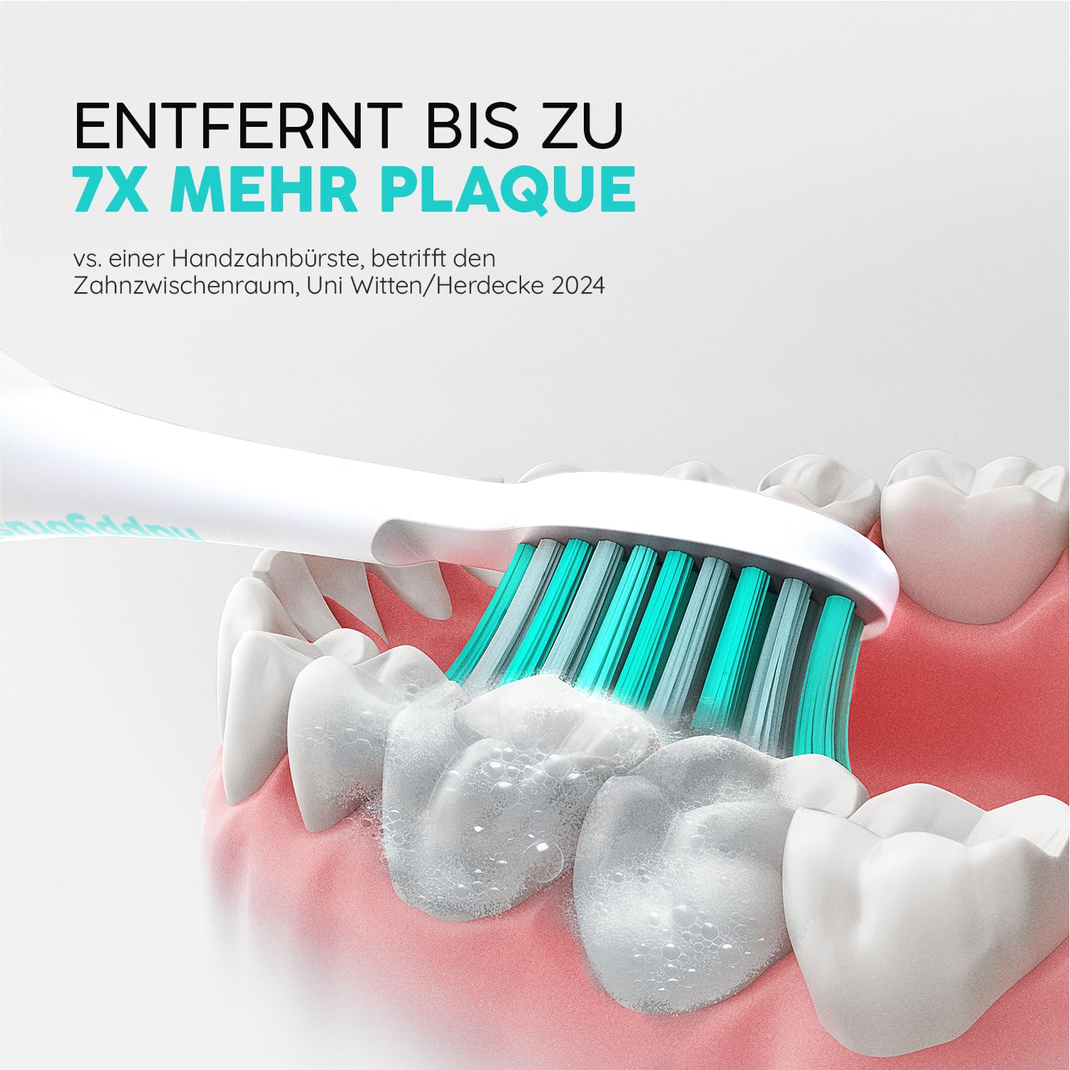 happybrush® Nachhaltige Aufsteckbürsten für elektrische Schall-Zahnbürste Eco VIBE 3 - Weiß/Mint - 9 Stück