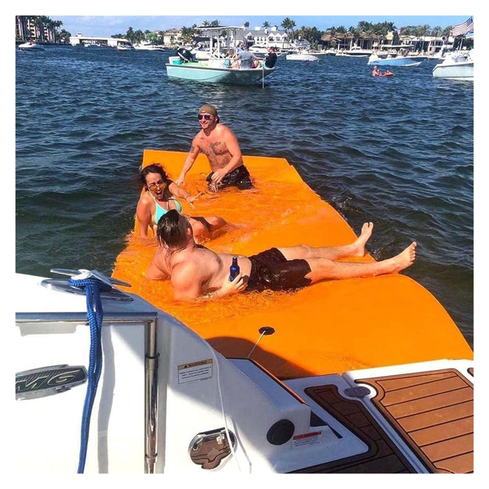Materassino galleggiante in schiuma gialla per adulti, 2,7 m x 1,4 m x 3,3 cm, perfetto per attività in piscina, lago, mare, divertimento e relax