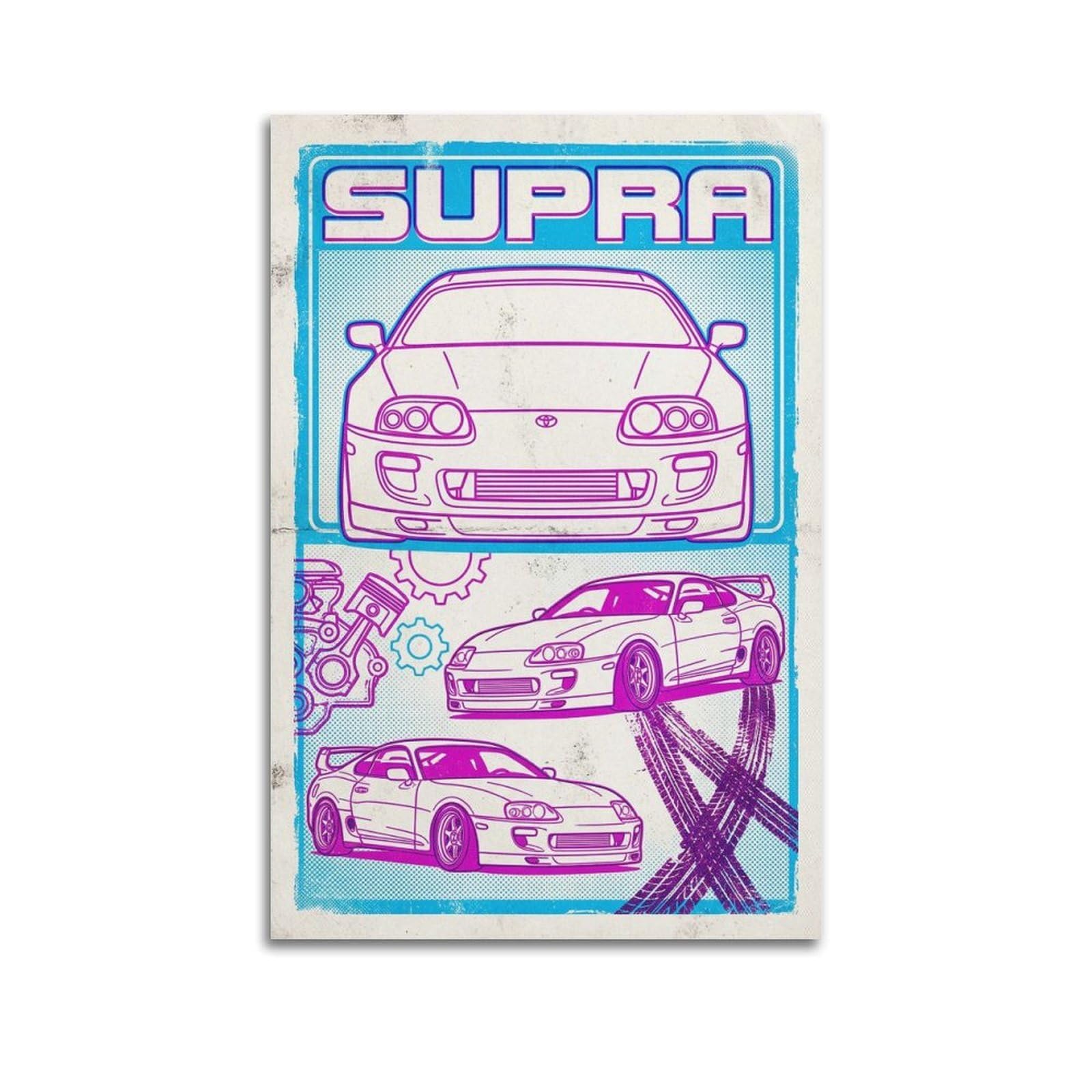 OKAHYS Retro Supercar Supra A80 MK4 JDM Racing Poster Modern Decorative Canvas Prints - Ideal Wall Art for Family, Man Cave, Game Room, Boys & Girls Bedroom 16x24inch(40x60cm)