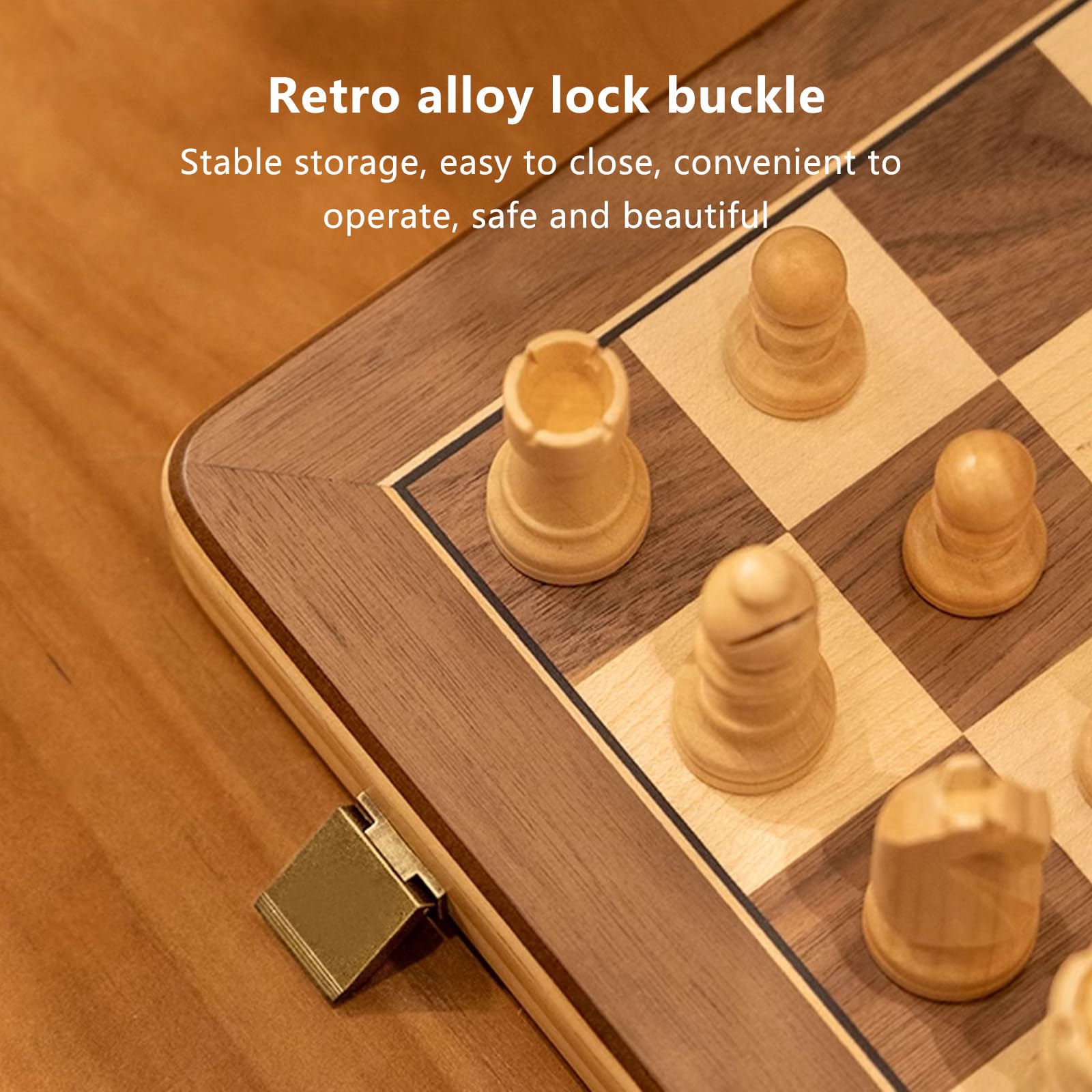 Scacchiera in Legno,15" Scacchiera Portatile con Slot di stoccaggio degli Scacchi,Facile da trasportare, Scacchiera Magnetica in Legno per i Principianti e Adulti