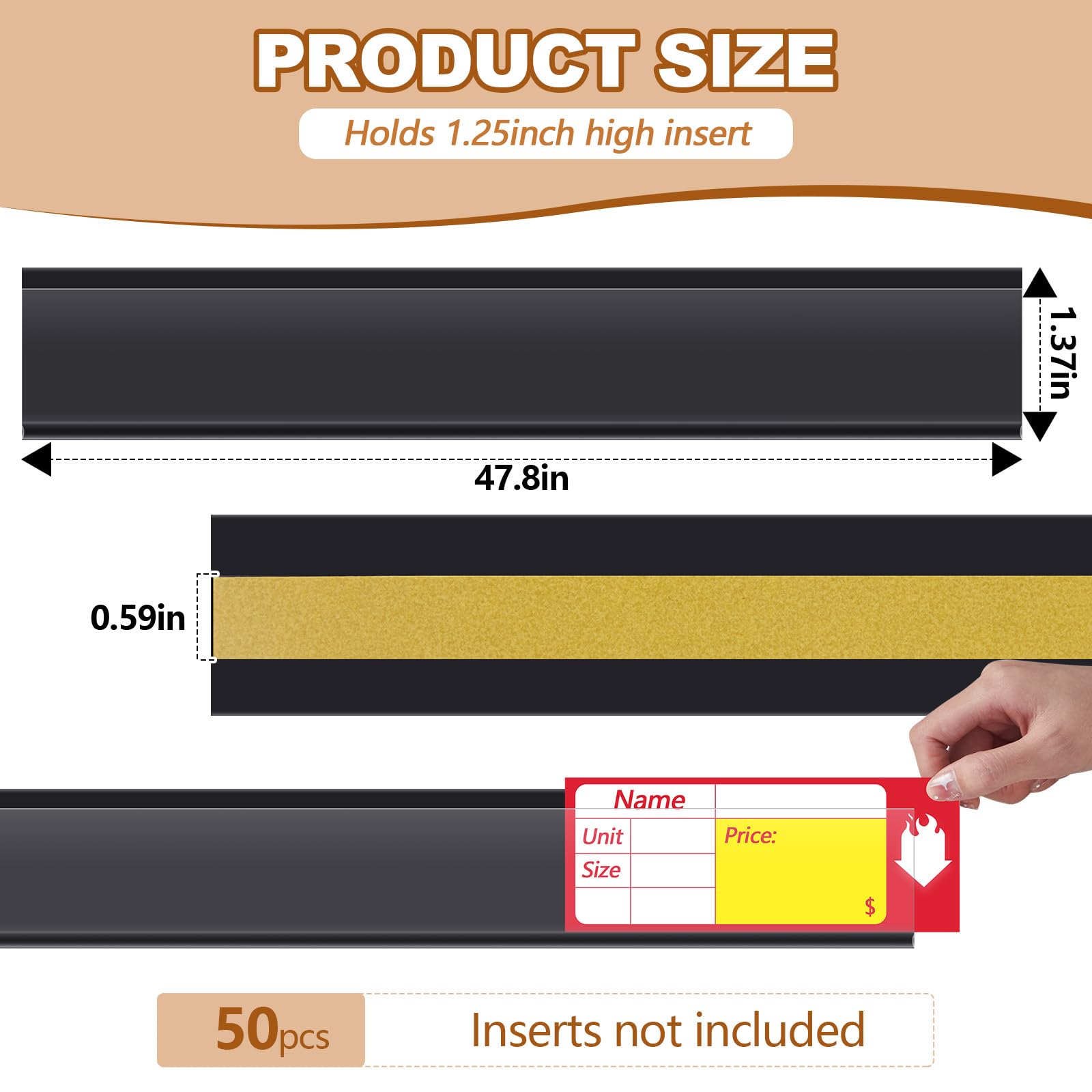Label Strip Snapklik.com : Spiareal 50 Pcs 47.8 X 1.38 Inch Shelf Label Strips ...