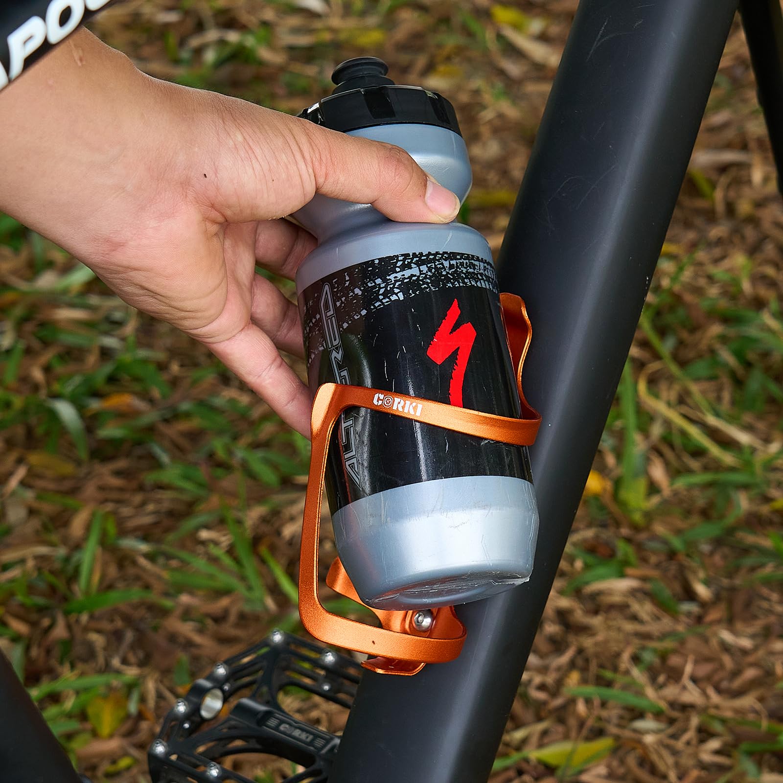 Corki Cycles Left Side Load Water Bottle Cage, Side