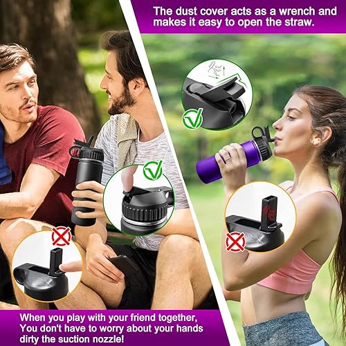 Miniatura 5 de Tapa de popote para boca ancha Hydro Flask de 12, 16, 18, 20, 32, 40, 64 onzas, tapa de popote de repuesto para Hydroflask, accesorios para tapas de