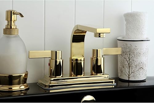 Miniatura 2 de Kingston Brass KB8462NDL NuvoFusion - Grifo de baño central de 4 pulgadas, 4-3/4 pulgadas en alcance de boquilla, latón pulido Latón