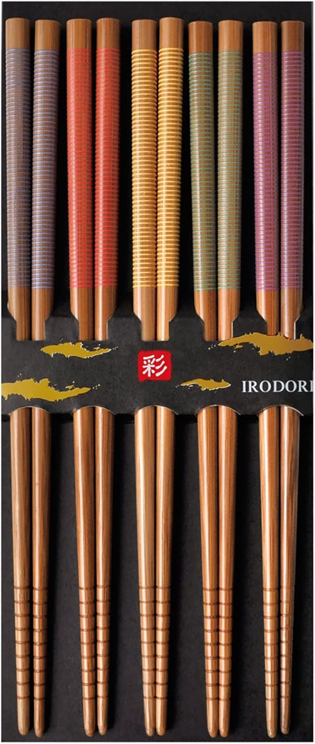 Wakasa Painted 264994 Chopsticks, Non-Slip, 8.9 inches (22.5 cm), Set of 5, For Guests, Bamboo, Susu Bamboo, Melody, Made in Japan