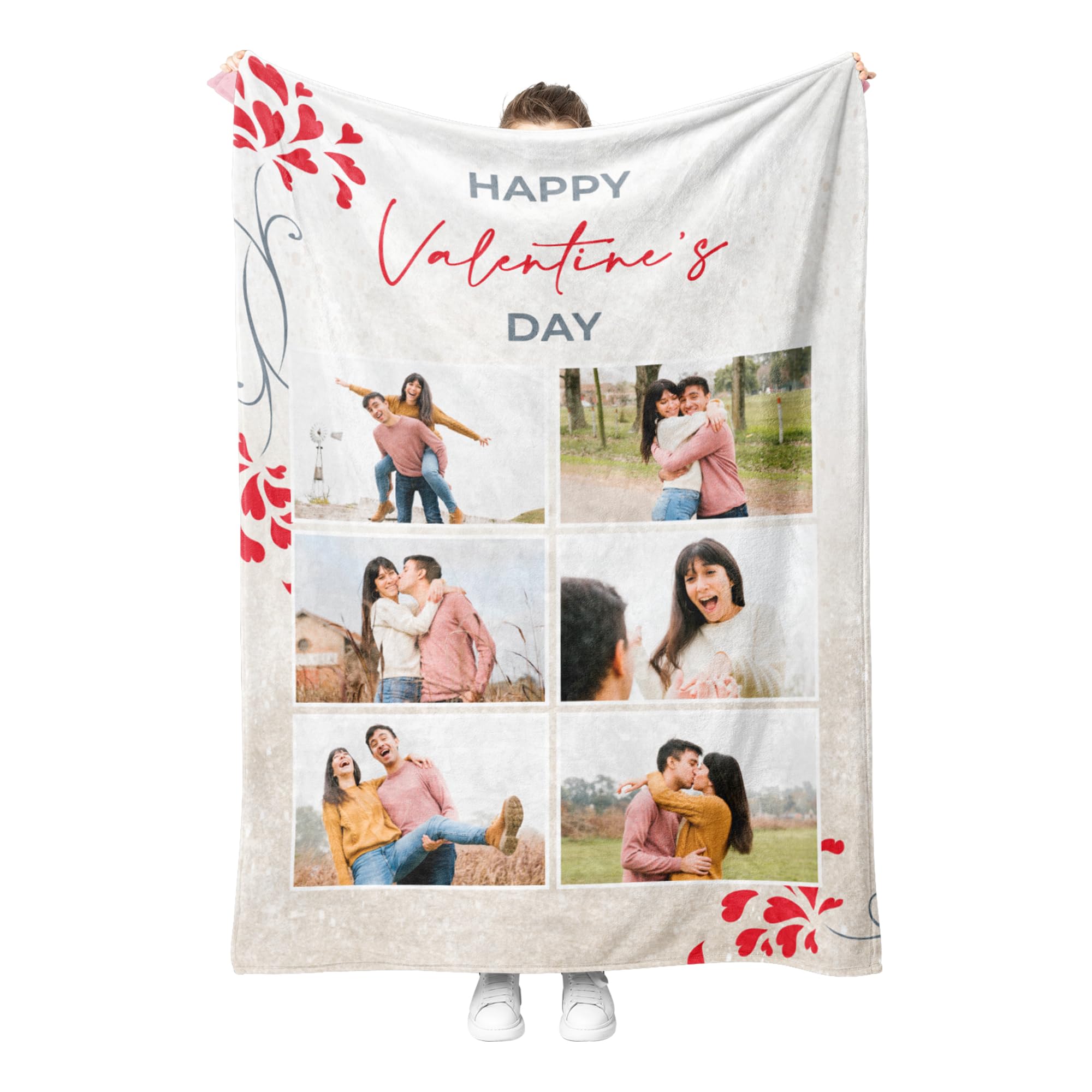 Print Maniacs Women's Photo 1-6 Personalised Gifts For Personalized Flannel Blanket With Photo Text, Personalised Blankets For Adults, Custom Valentine's Day Valentines Birthday Gifts For Mum Grandma, Great Gifts Idea