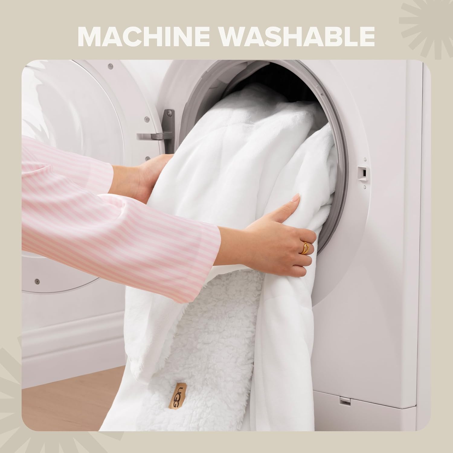 UGG Nita Throw Blanket Soft Reversible Plush Throw for Couch or Bed Cozy Fuzzy Warm Fluffy Blanket for Living Room or Cute Bedroom Decor Down Alternative Washable, 50-inch x 70-inch, White Snow - Image 6