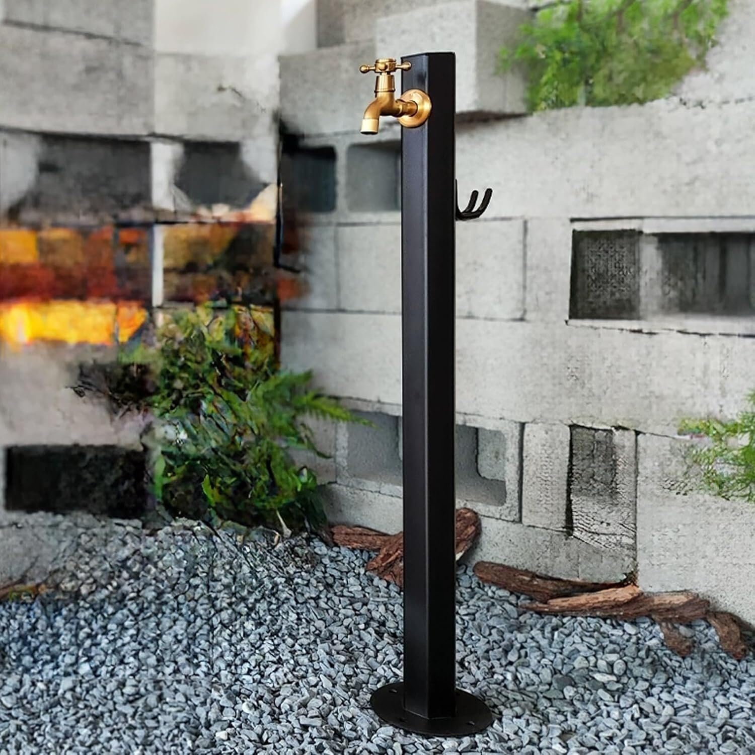 Cucce Black F Stainless Steel Water Column Freestanding Stainless Steel Garden Water Column，Vertical Outdoor Faucet Post，For Courtyards And Irrigation(Black F)