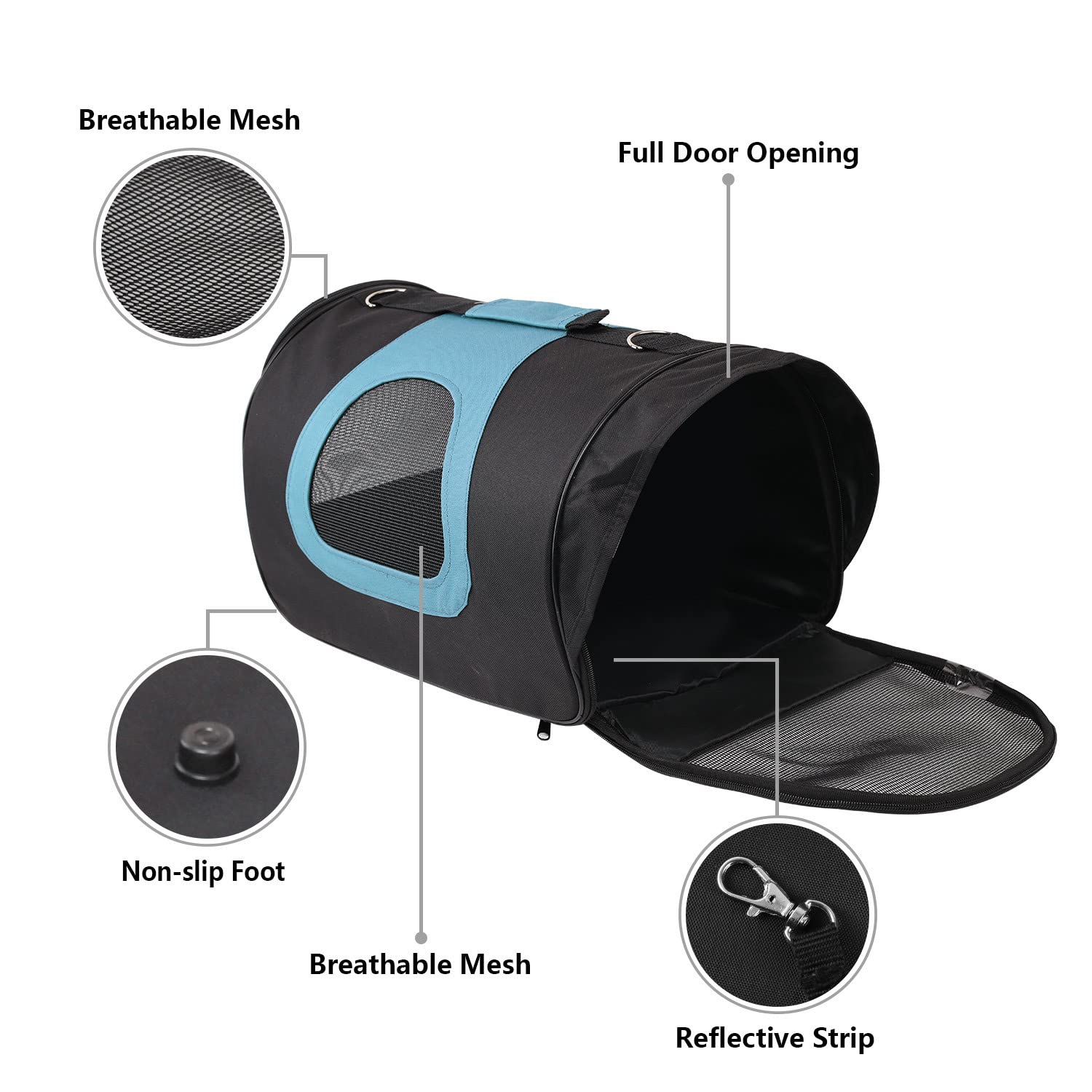 Nobleza Hundetransportbox faltbar für Reise & Auto, 40 * 23 * 24cm, stabile Transportbox mit Tragegriffen & Decke für mittelgroße Katzen & Hunde