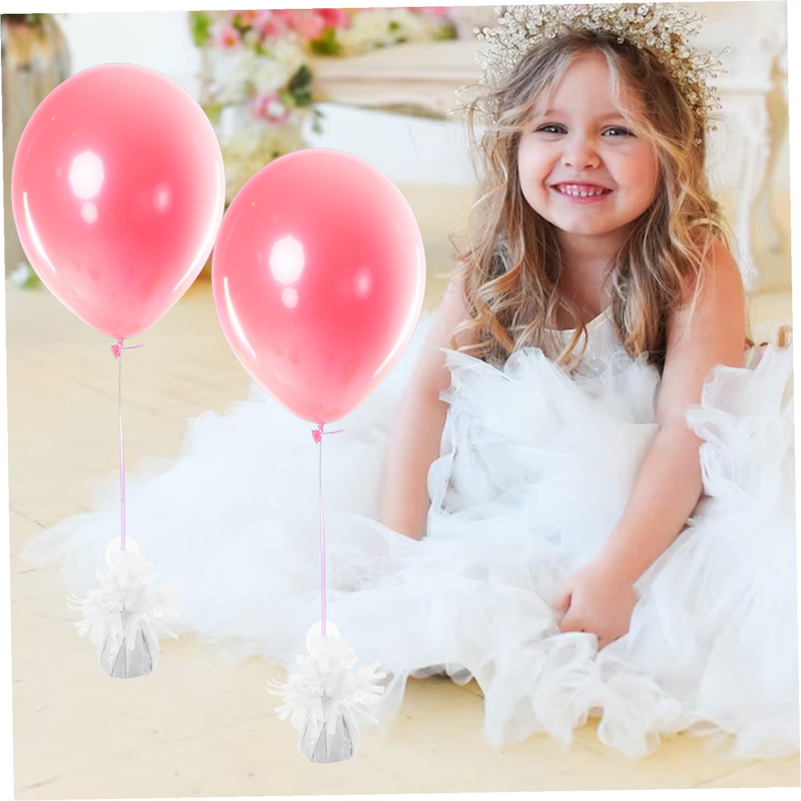 Pesi Palloncini 6 Pezzi in Pvc e Cemento per Eventi | Riutilizzabili, per Palloncini a Elio e Normali, Accessorio Decorativo per Feste e Festività
