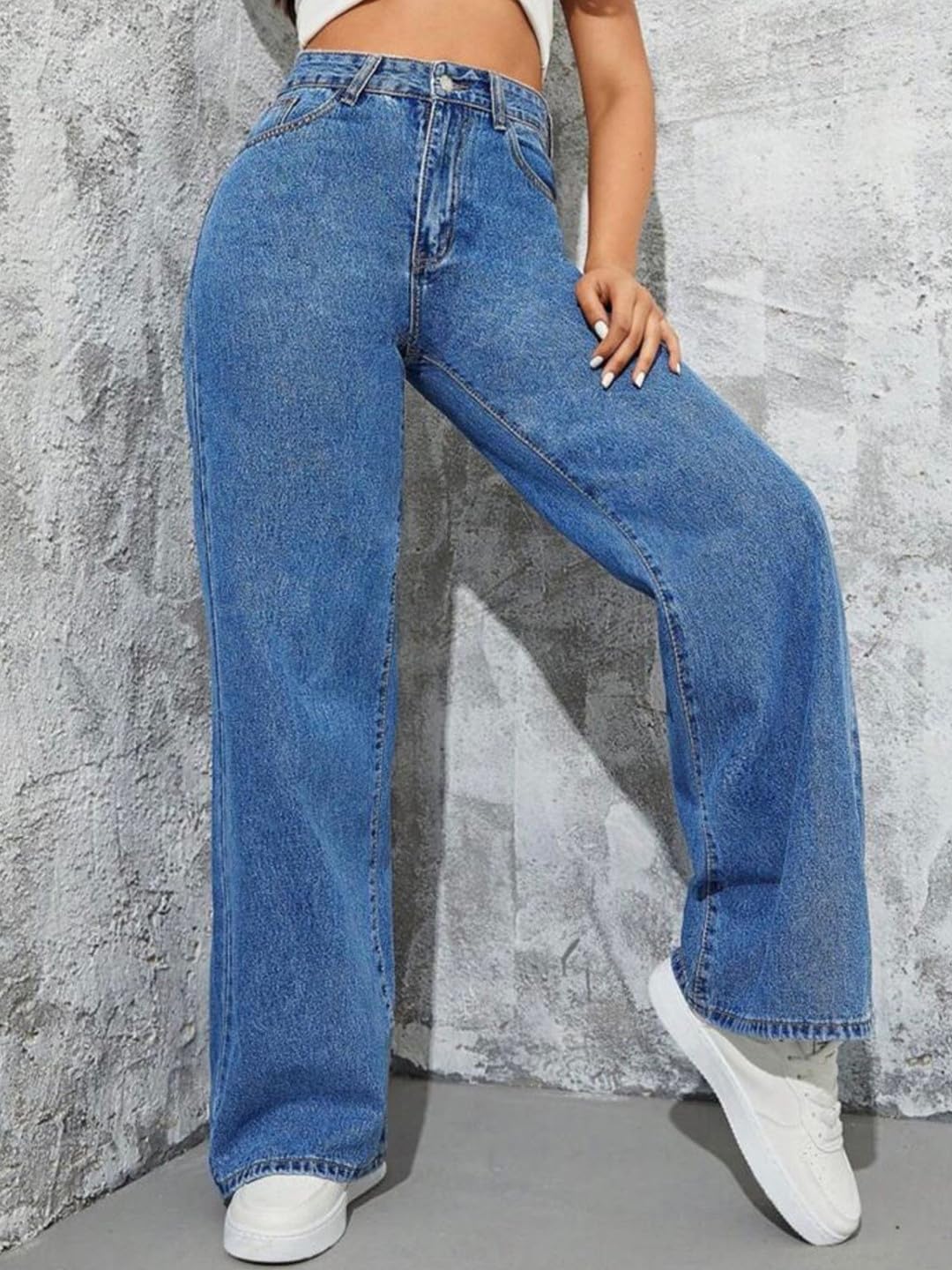 GRECIILOOKS Jeans cargo para mujer, pierna ancha, cintura alta, holgados, ajuste casual, diseño de bolsillo