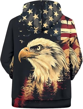 American Flag Hoodie Cool Long Sleeve Casual Sweatshirts With Pocket