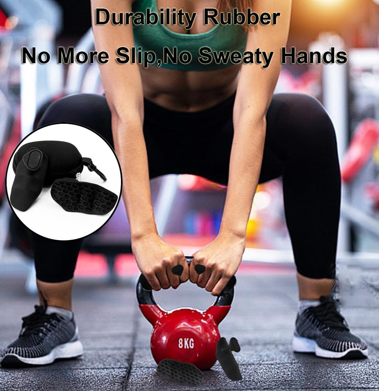 Antislip Workout Grips, Ergonomic Rubber Hand Protector Gloves for Weight Lifting, Pull-Ups, Gym Training and Exercise, for Men and Women(Black) 4