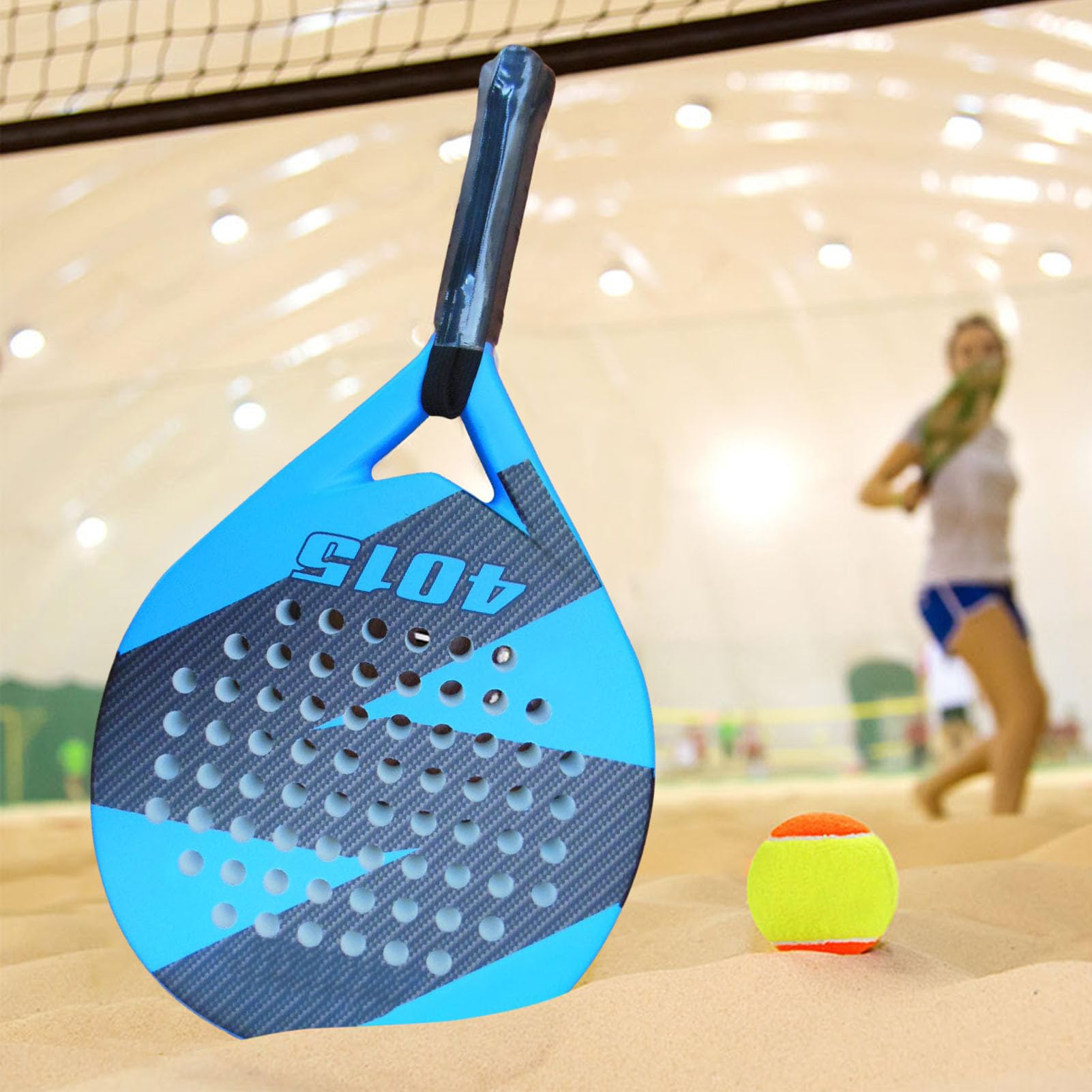 Beachs Pagaie de tennis | Raquette souple légère en EVA - Pagaie pop résistante aux chocs en fibre de carbone - Raquette de tennis de plage douce et robuste pour les loisirs, les jeux en plein air