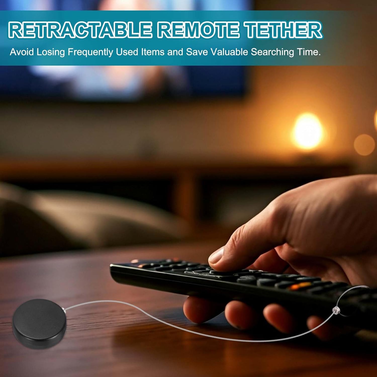 PATIKIL Retractable Remote Control Cable Tether (4.9ft / 1.5M, Black)(5 Set) Round Remote Control Security Lanyard Lock Adjustable Locking Leash with Rope Locks, Suit for - TVs/Tablets